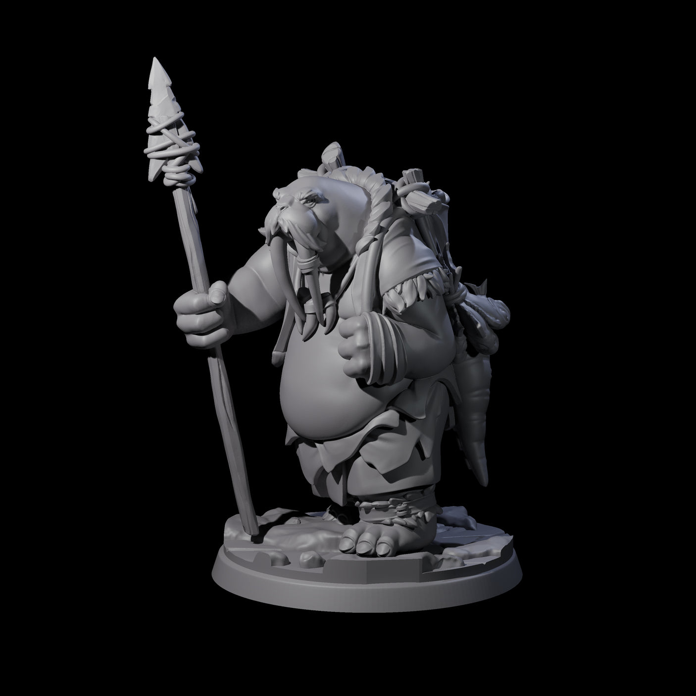 Grizzled Walrus Hunter Miniature for Dungeons and Dragons, Pathfinder or other TTRPGs