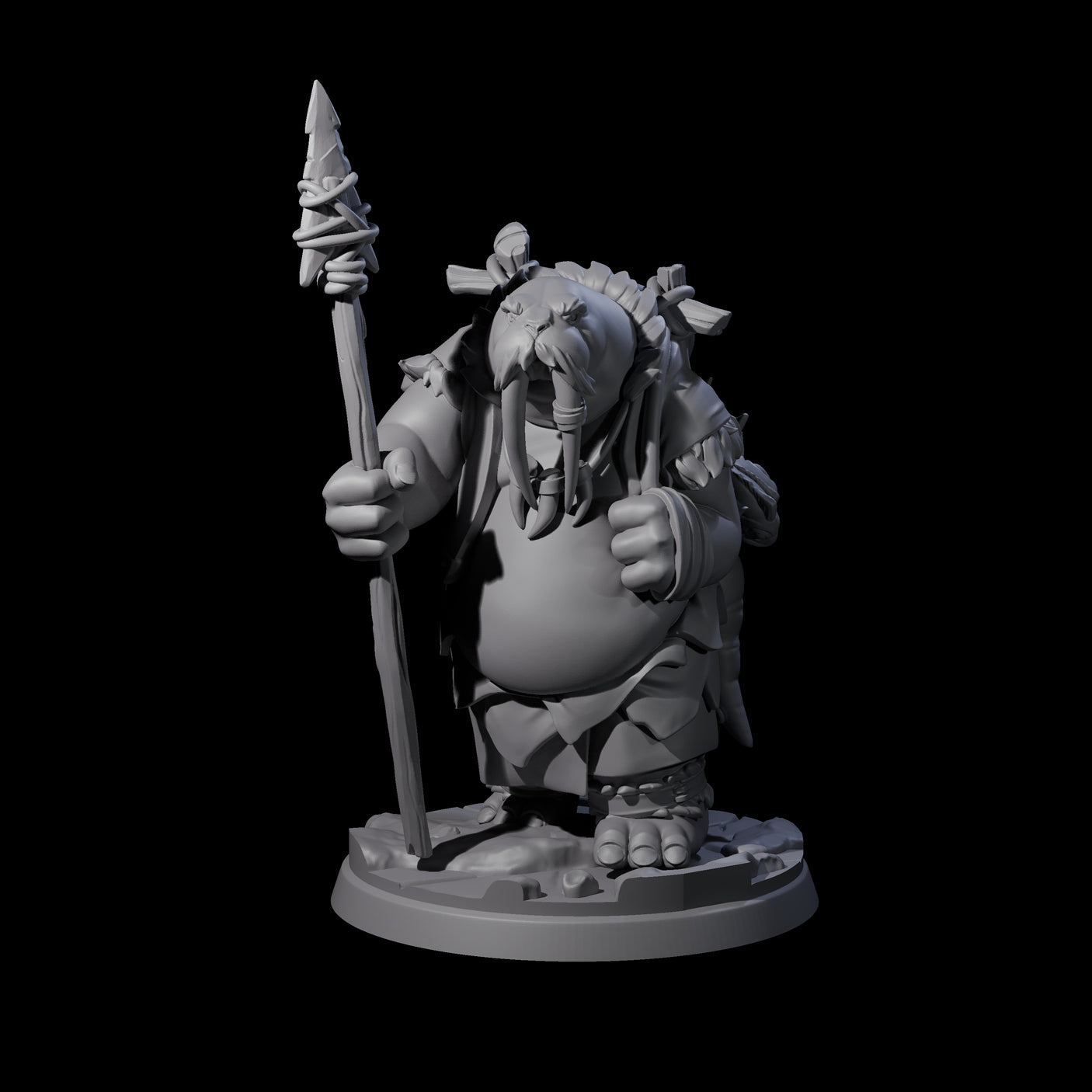 Grizzled Walrus Hunter Miniature for Dungeons and Dragons, Pathfinder or other TTRPGs