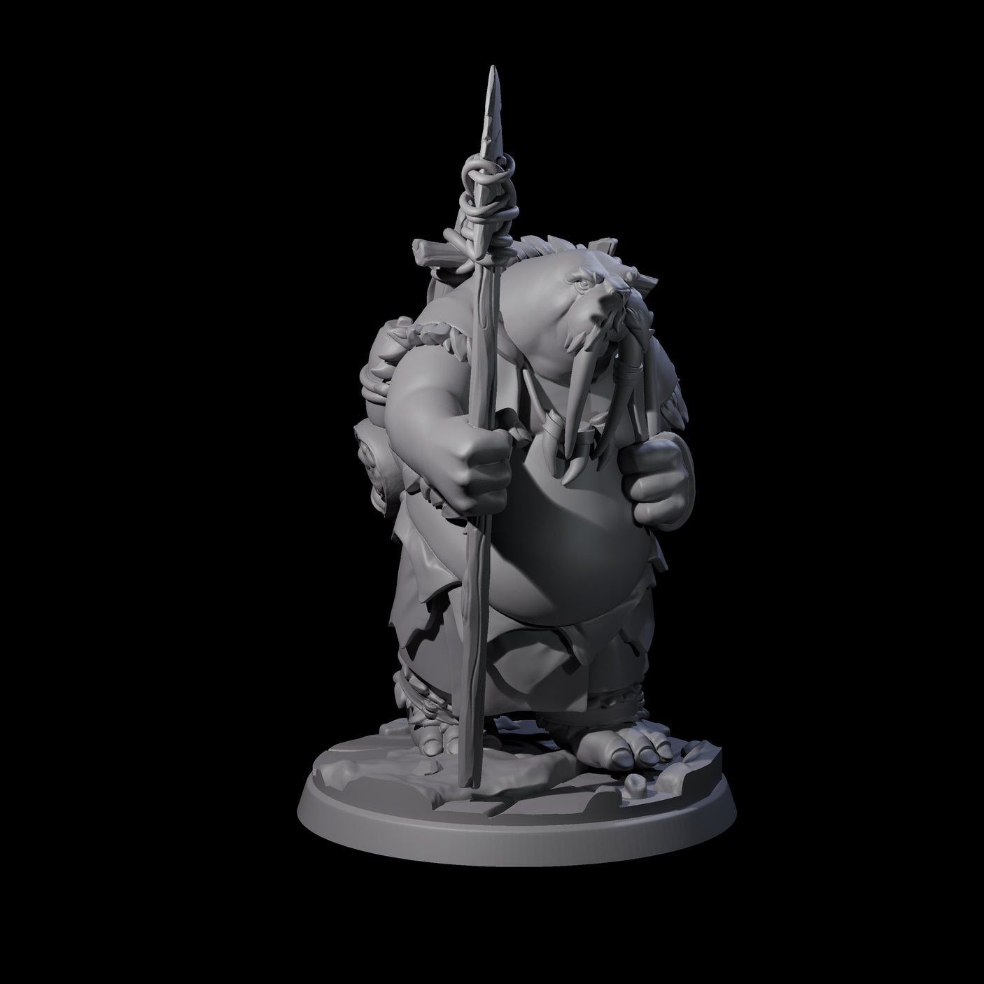 Grizzled Walrus Hunter Miniature for Dungeons and Dragons, Pathfinder or other TTRPGs