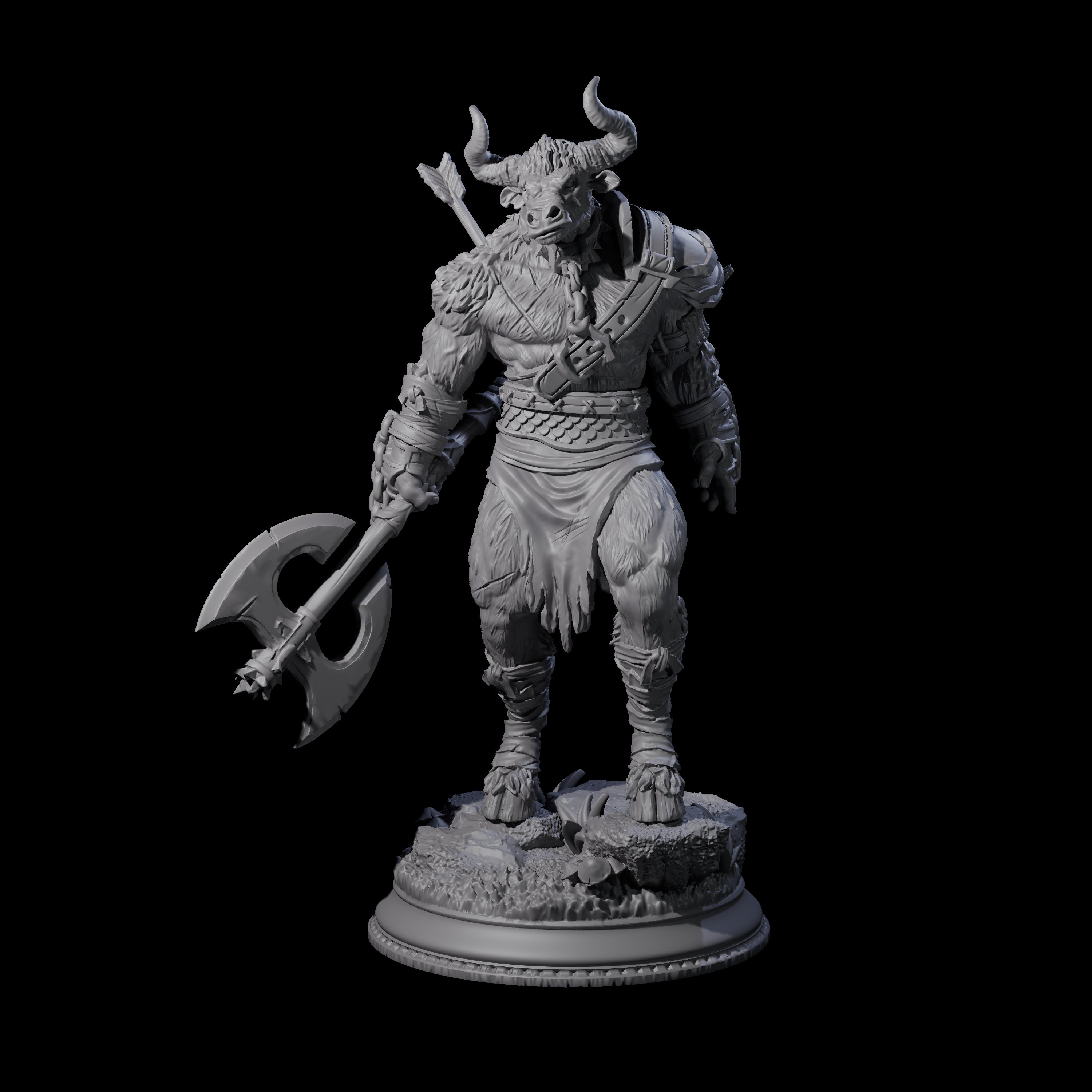 Grizzly Minotaur Warrior A Miniature for Dungeons and Dragons, Pathfinder or other TTRPGs