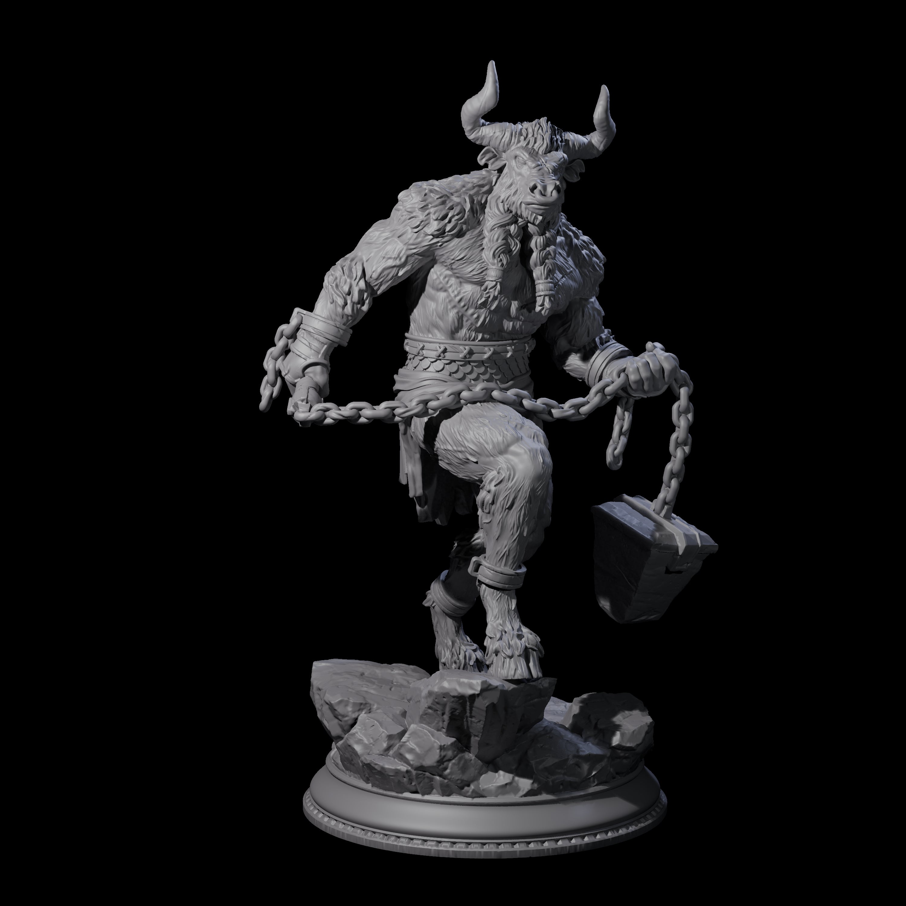 Grizzly Minotaur Warrior B Miniature for Dungeons and Dragons, Pathfinder or other TTRPGs