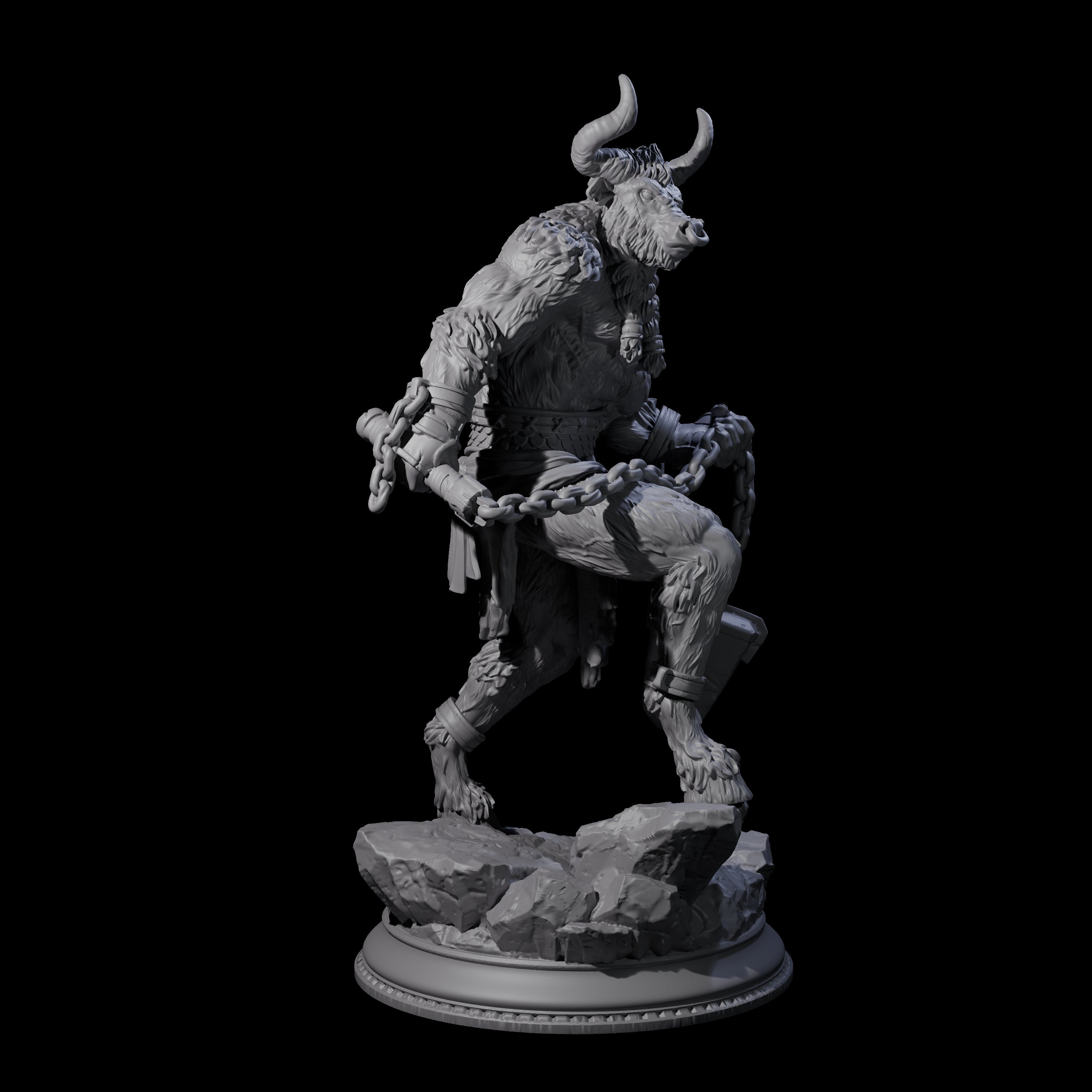Grizzly Minotaur Warrior B Miniature for Dungeons and Dragons, Pathfinder or other TTRPGs