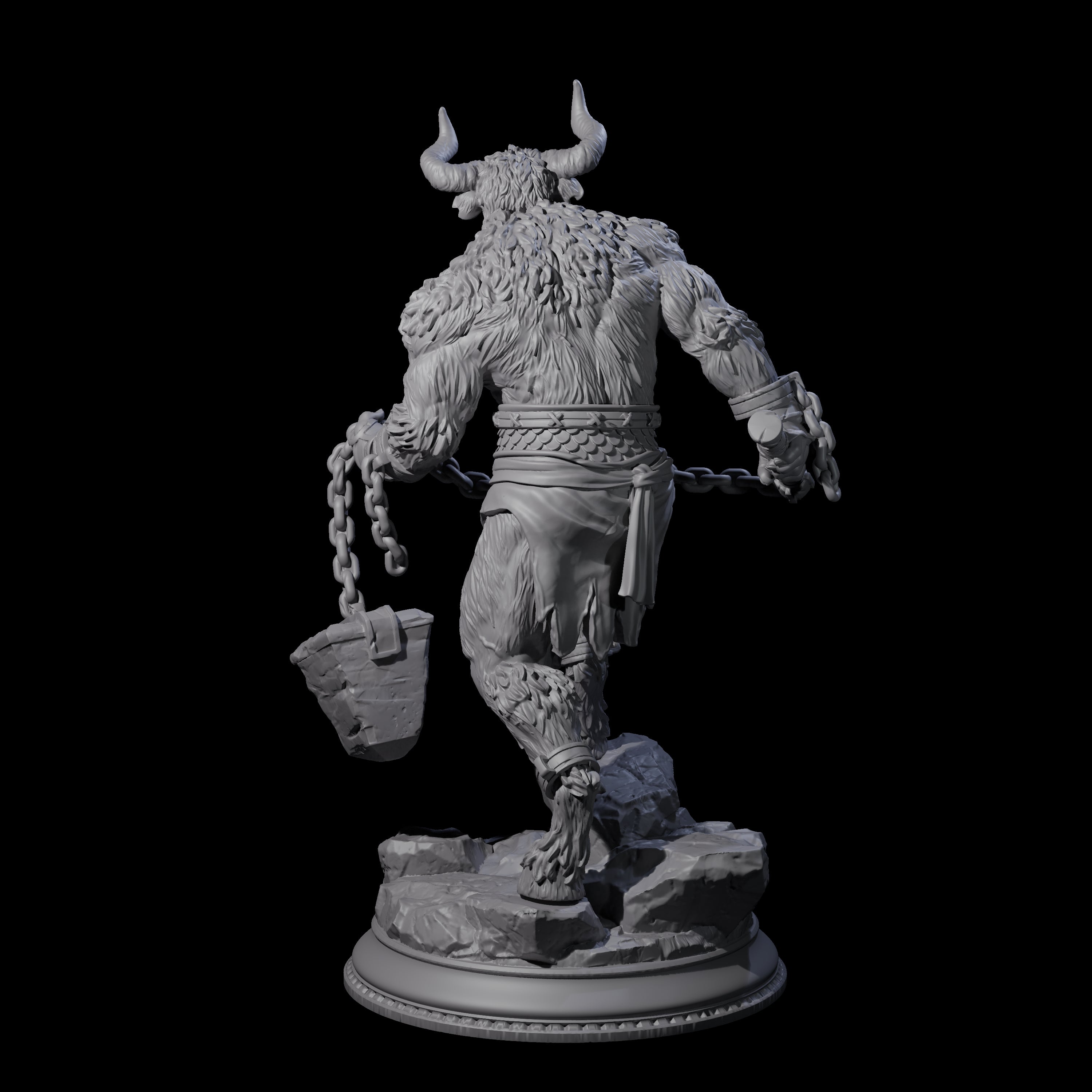 Grizzly Minotaur Warrior B Miniature for Dungeons and Dragons, Pathfinder or other TTRPGs