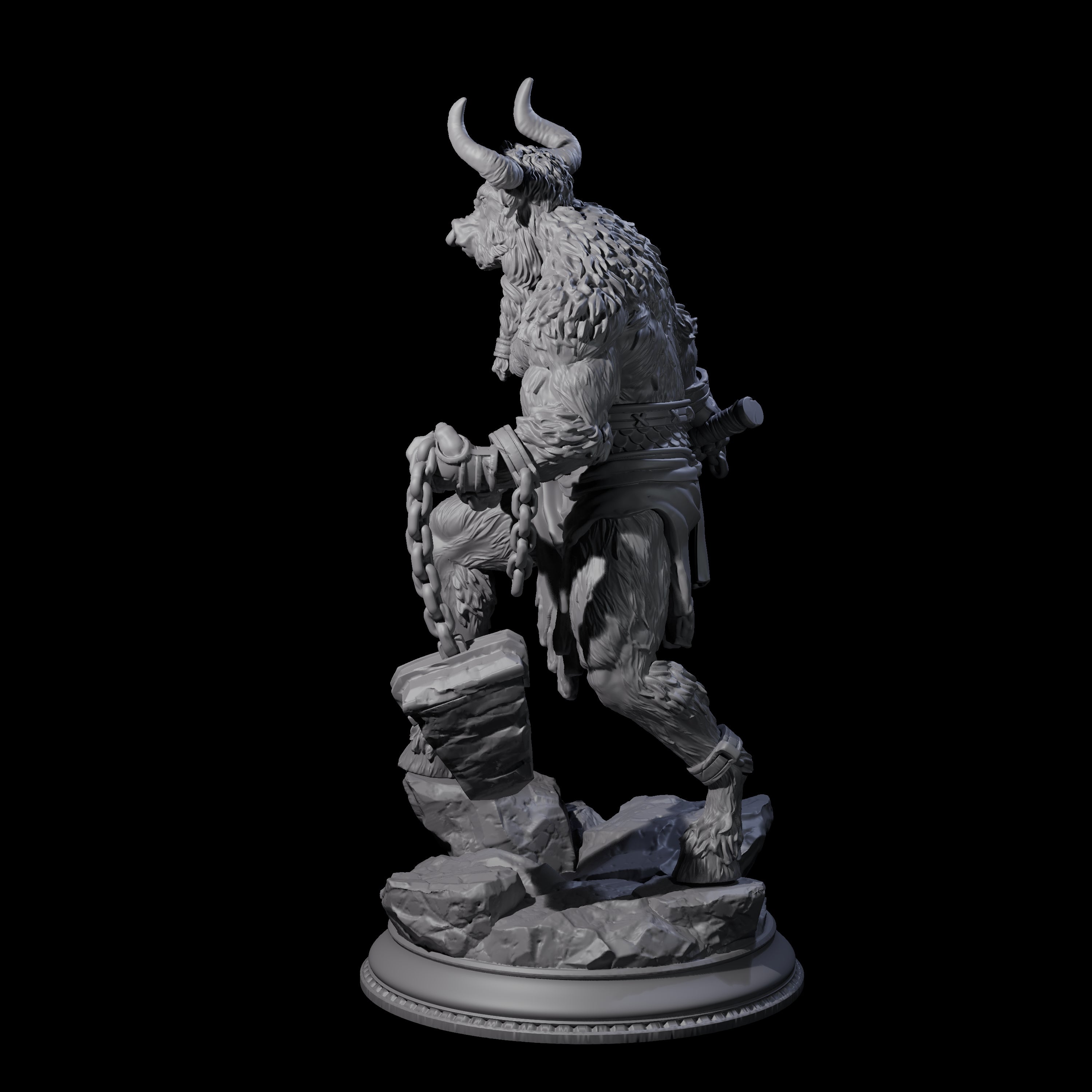 Grizzly Minotaur Warrior B Miniature for Dungeons and Dragons, Pathfinder or other TTRPGs