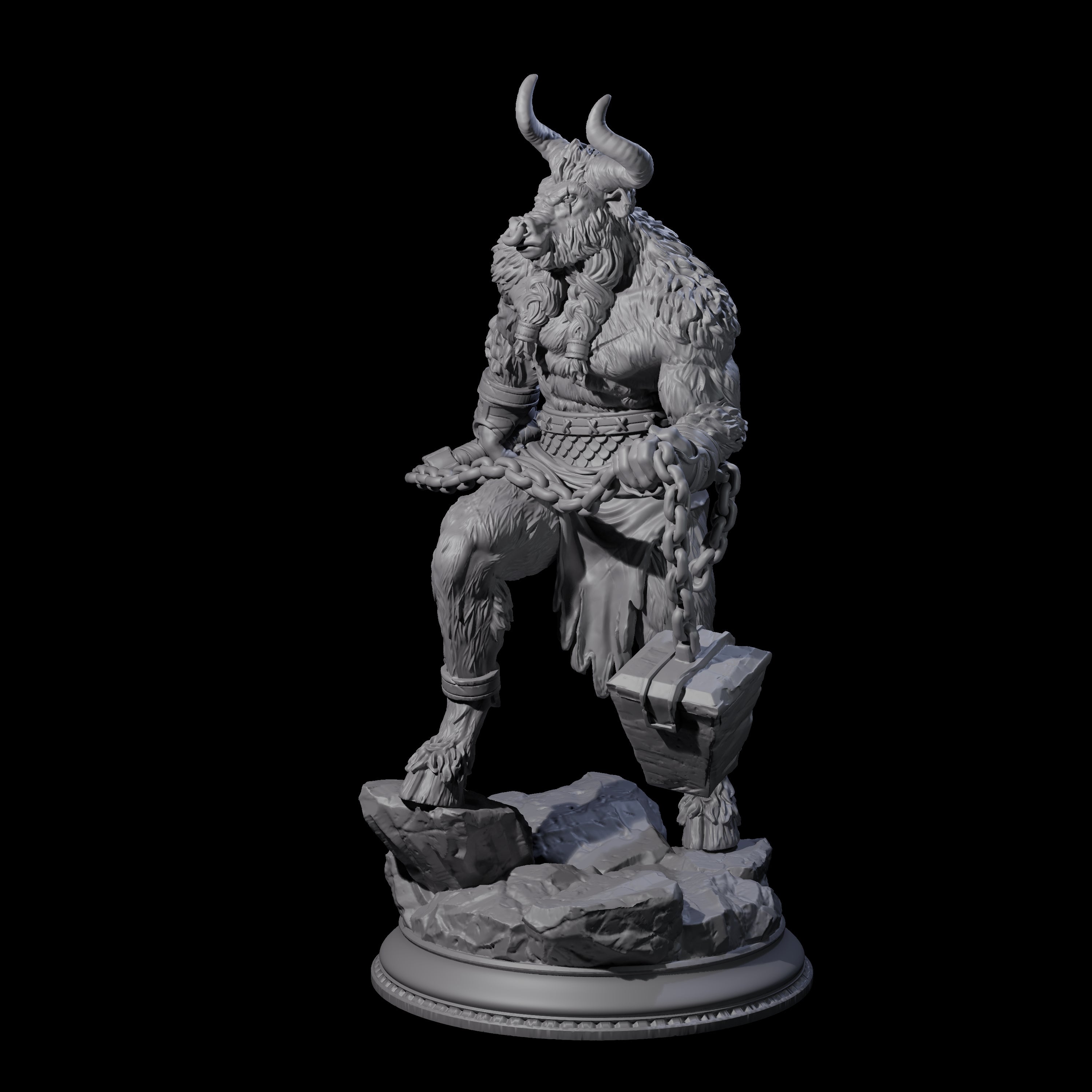 Grizzly Minotaur Warrior B Miniature for Dungeons and Dragons, Pathfinder or other TTRPGs