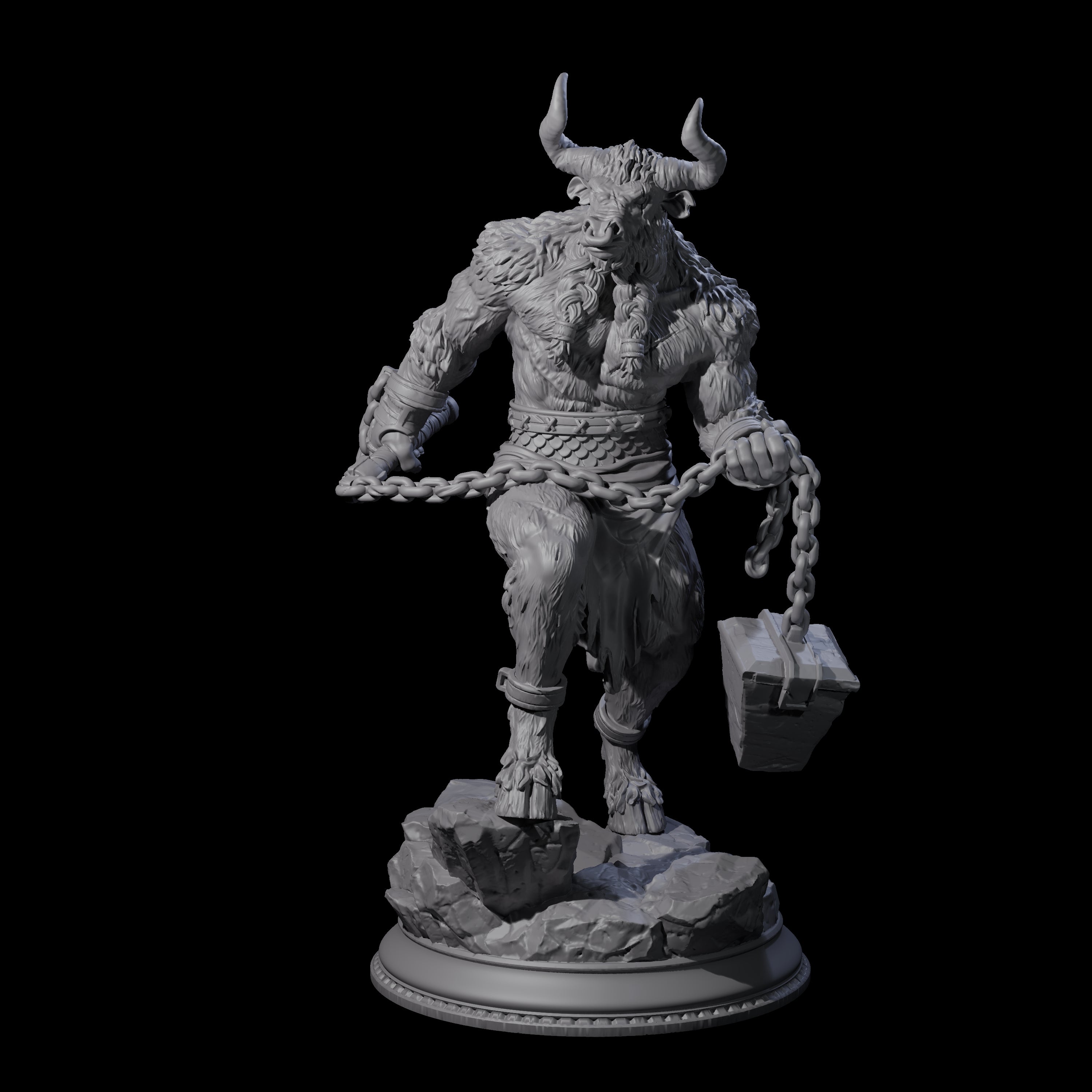 Grizzly Minotaur Warrior B Miniature for Dungeons and Dragons, Pathfinder or other TTRPGs
