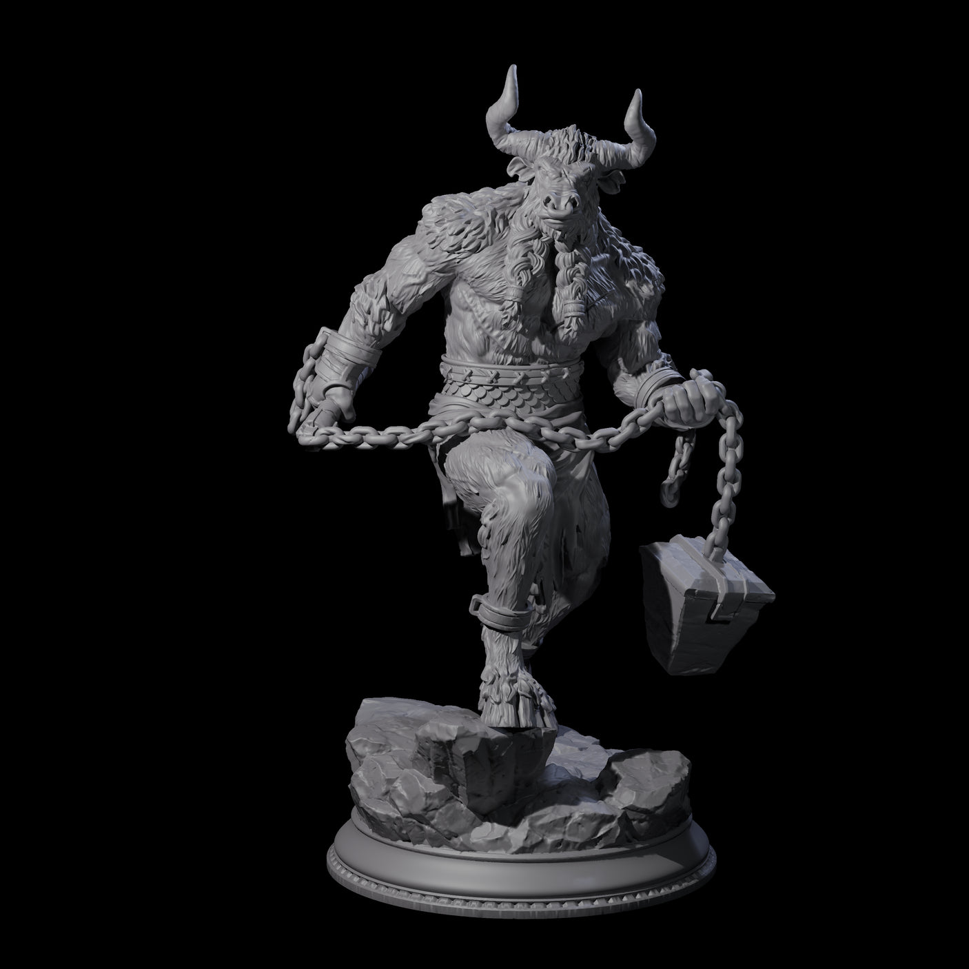 Grizzly Minotaur Warrior B Miniature for Dungeons and Dragons, Pathfinder or other TTRPGs