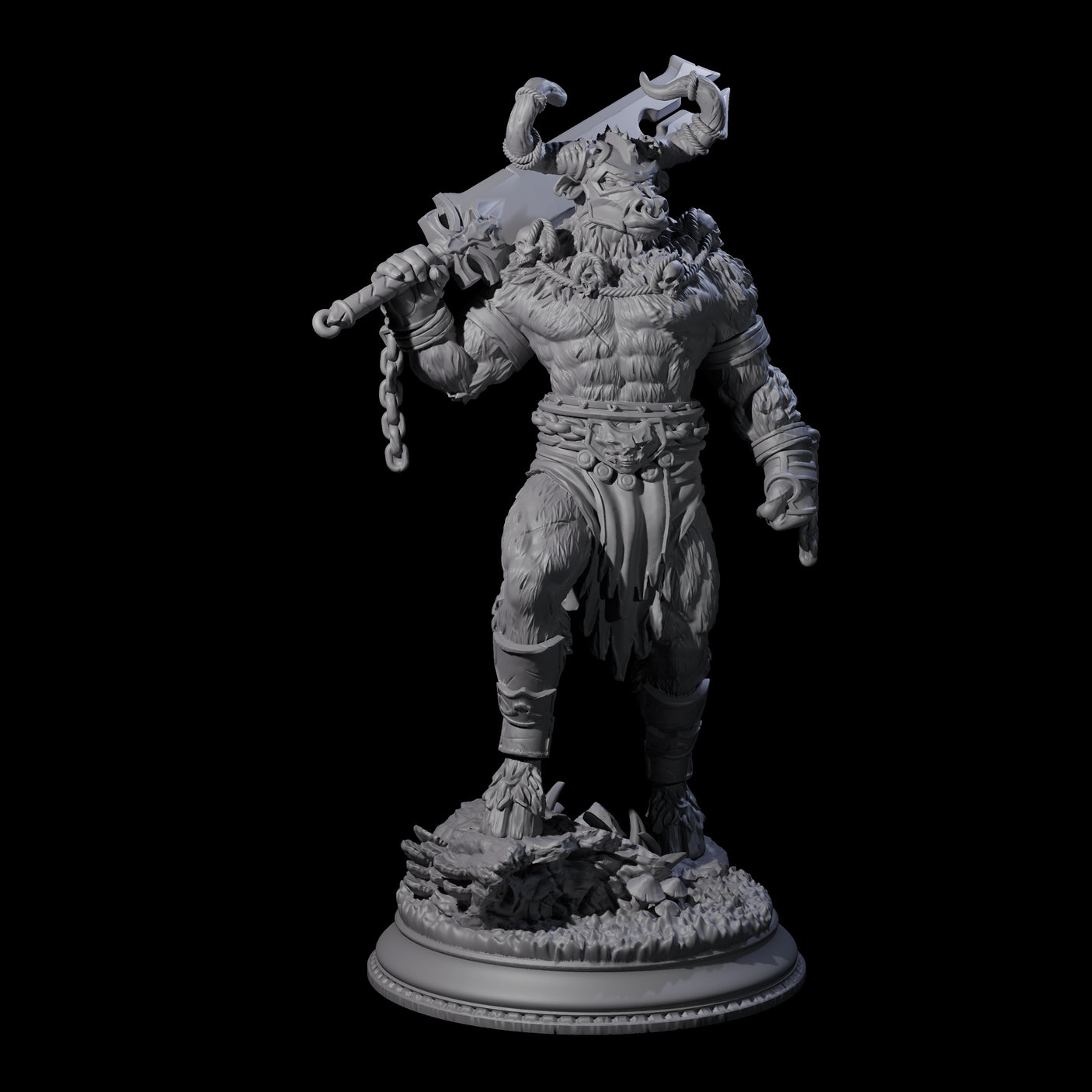 Grizzly Minotaur Warrior C Miniature for Dungeons and Dragons, Pathfinder or other TTRPGs