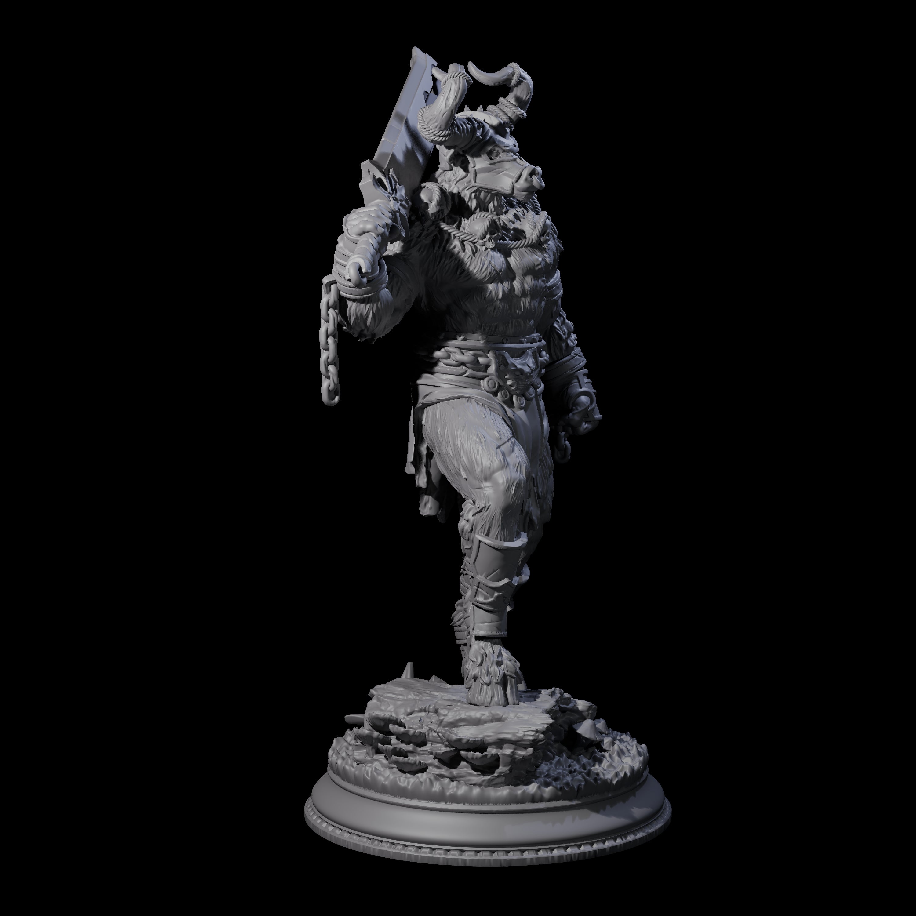 Grizzly Minotaur Warrior C Miniature for Dungeons and Dragons, Pathfinder or other TTRPGs