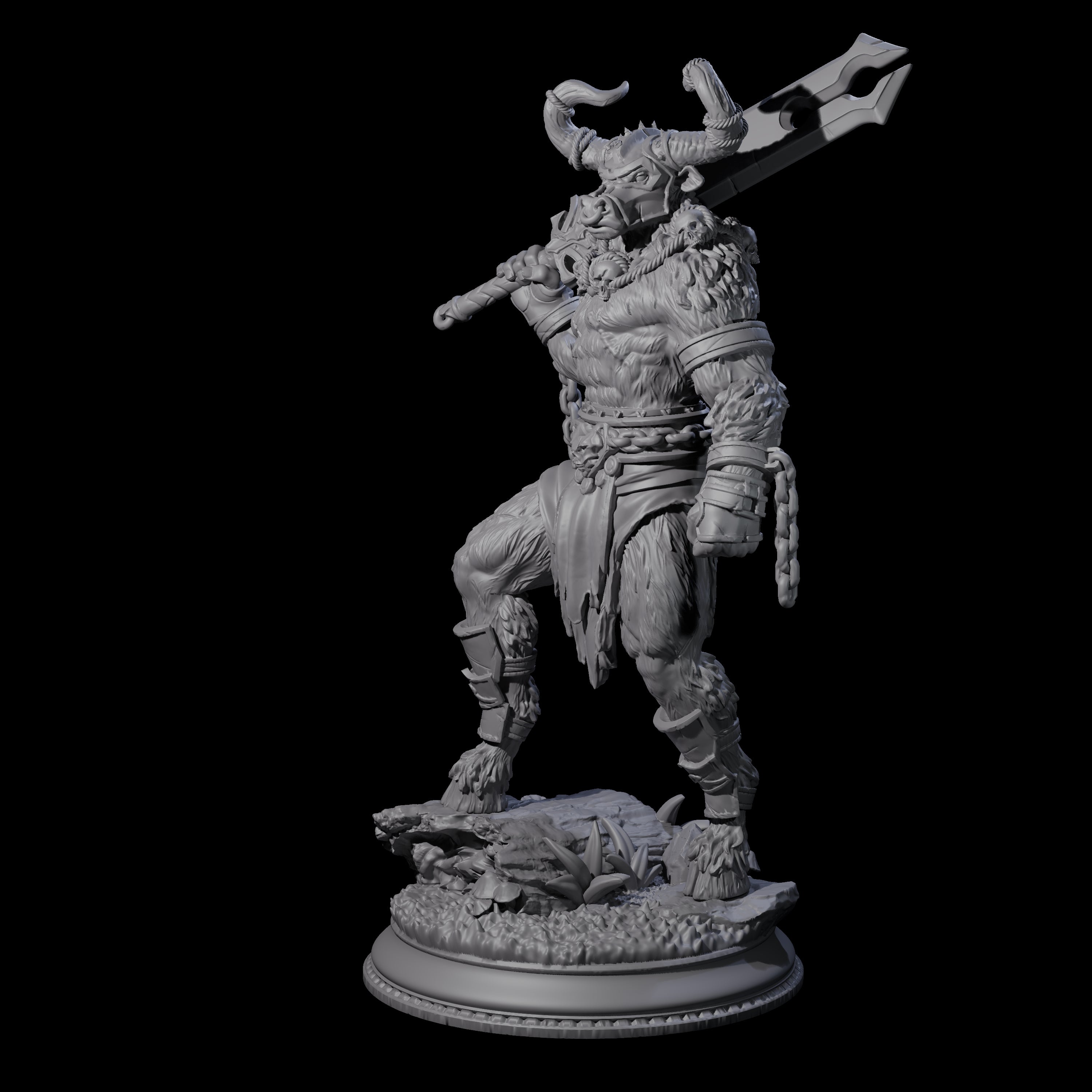 Grizzly Minotaur Warrior C Miniature for Dungeons and Dragons, Pathfinder or other TTRPGs