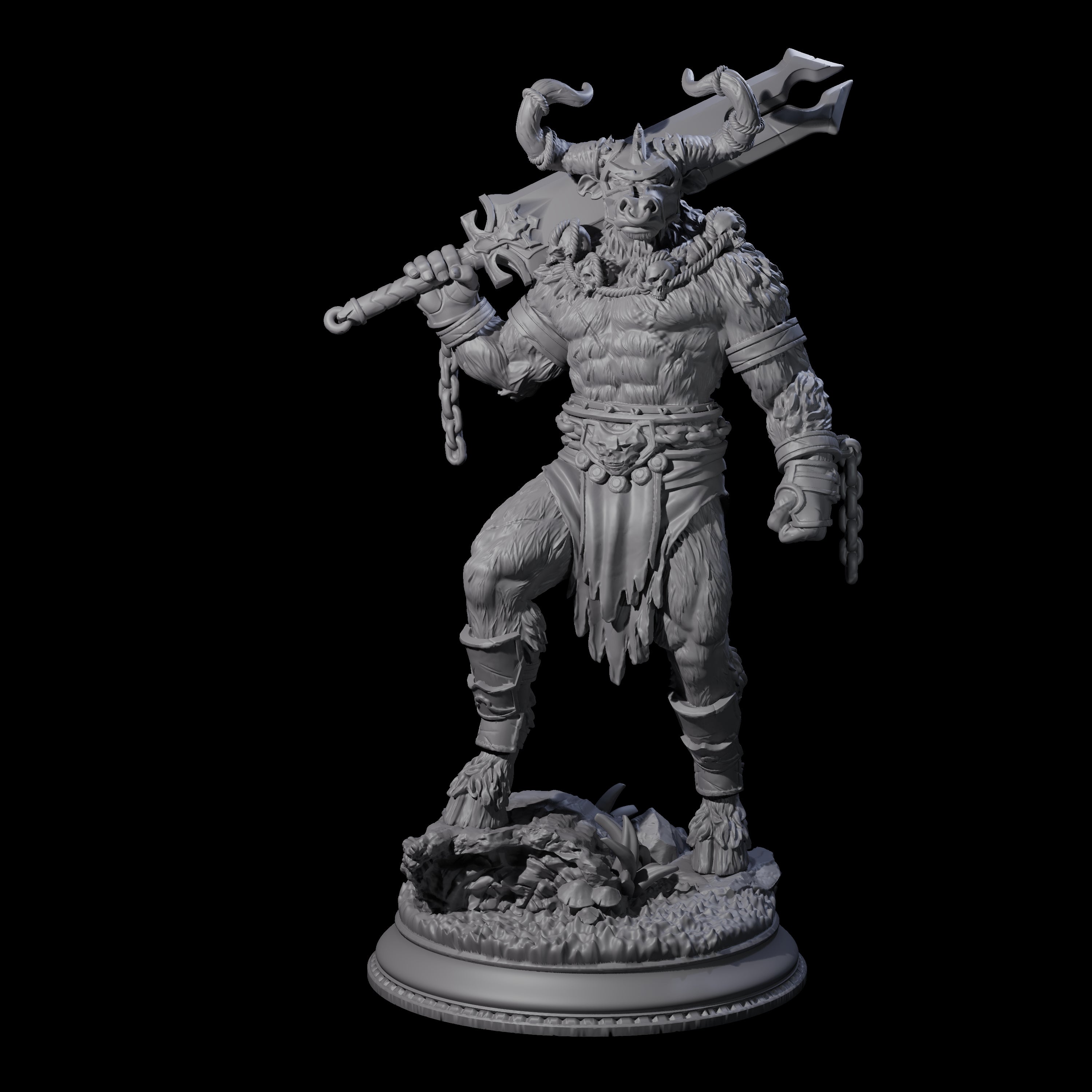 Grizzly Minotaur Warrior C Miniature for Dungeons and Dragons, Pathfinder or other TTRPGs