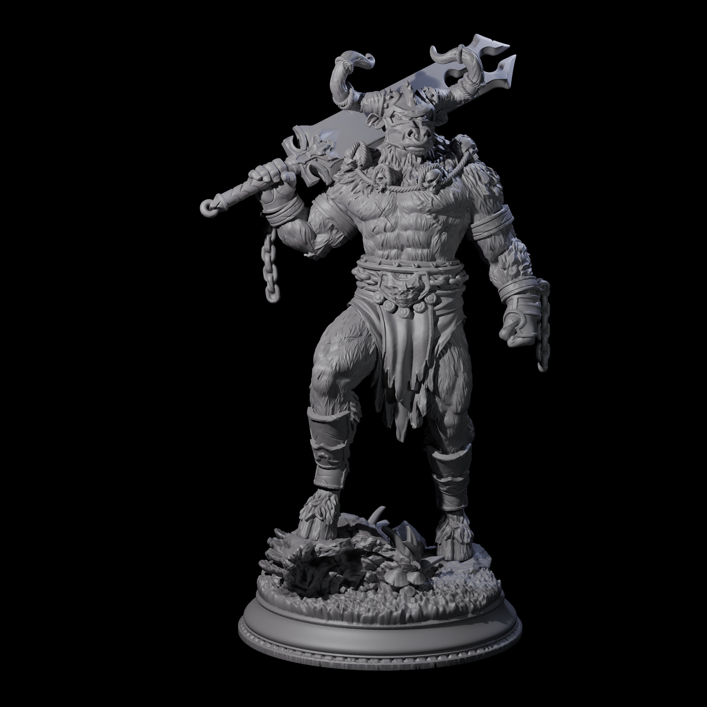 Grizzly Minotaur Warrior C Miniature for Dungeons and Dragons, Pathfinder or other TTRPGs