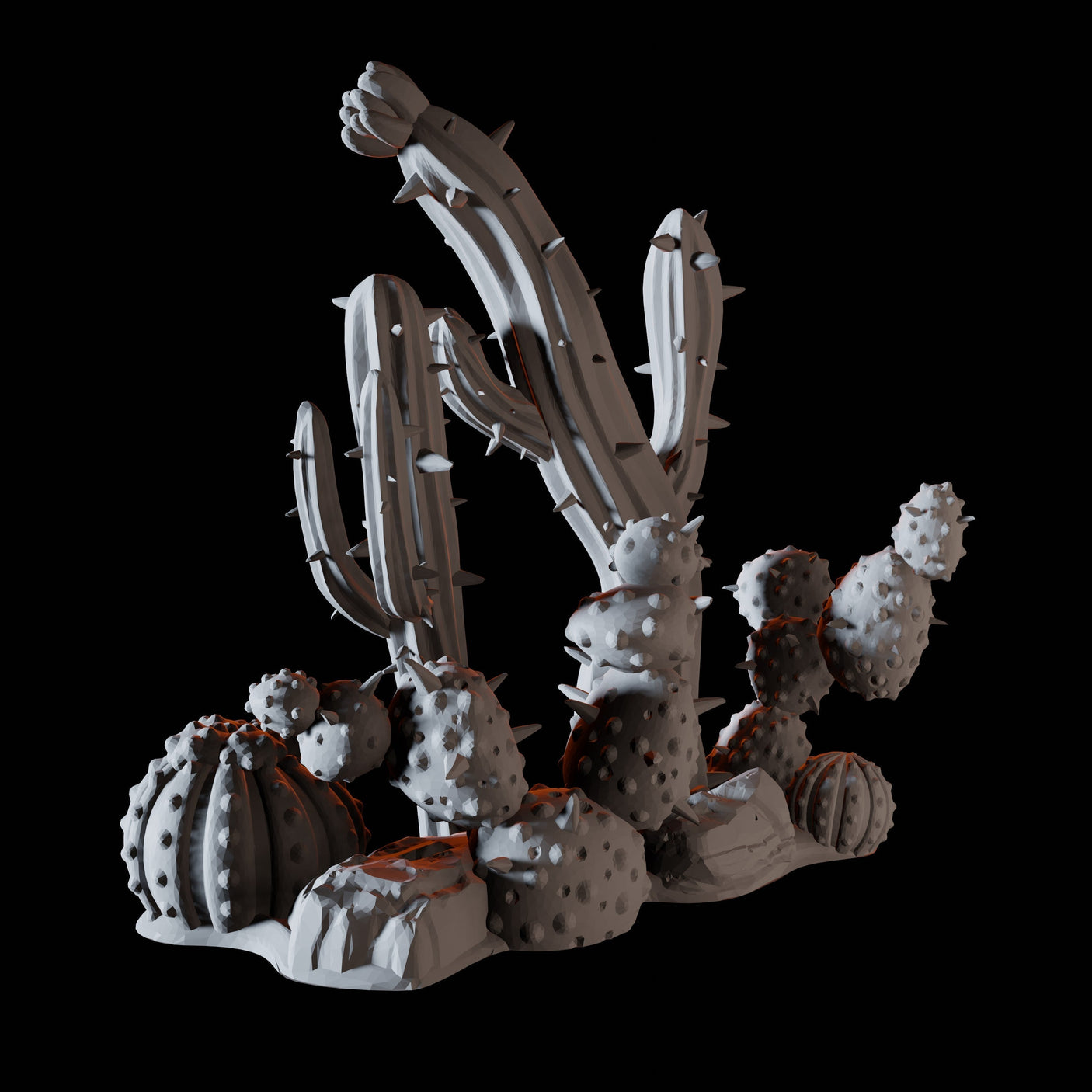 Group of Cacti Miniature for Dungeons and Dragons, Pathfinder or other TTRPGs