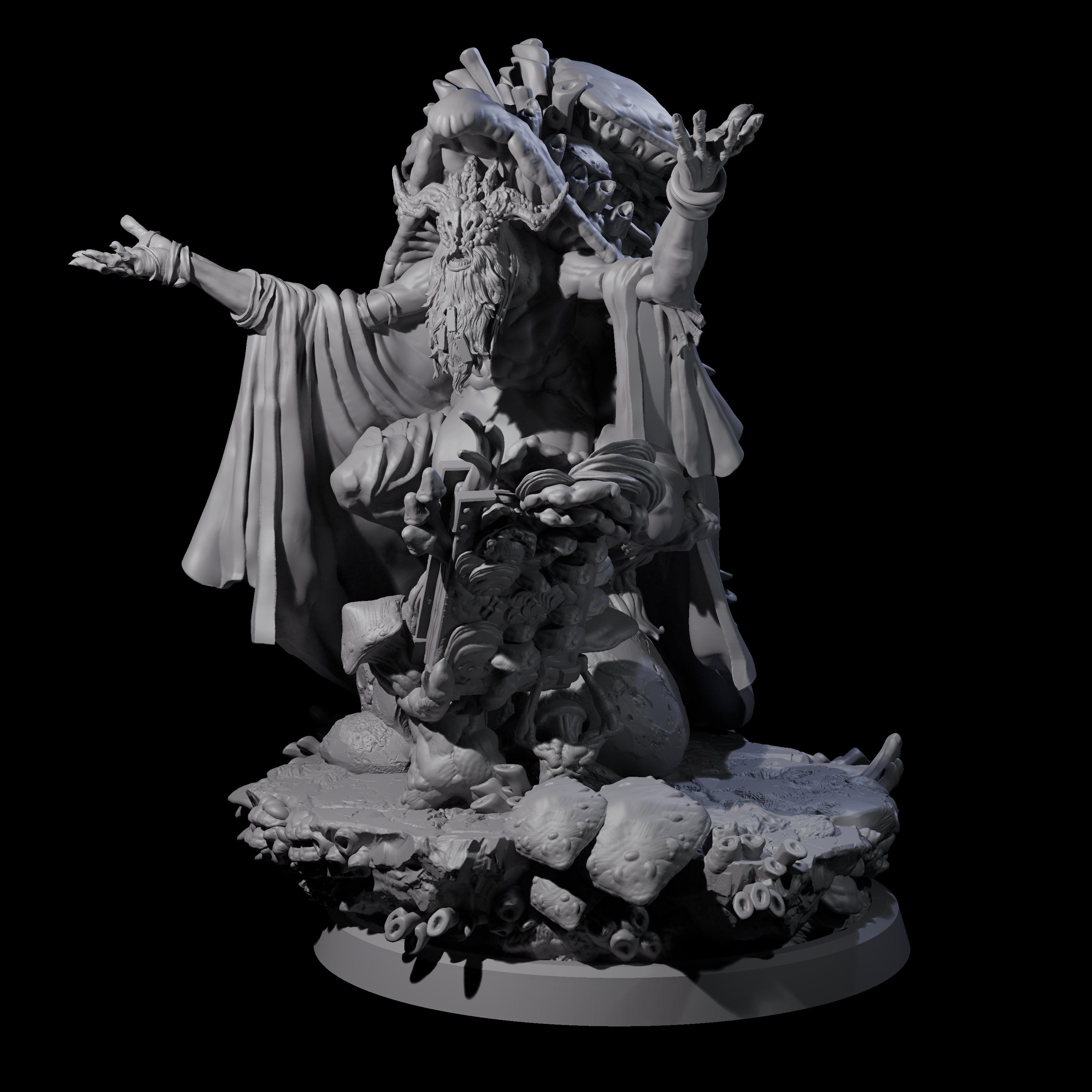 Growing Fungus Cultist B Miniature for Dungeons and Dragons, Pathfinder or other TTRPGs