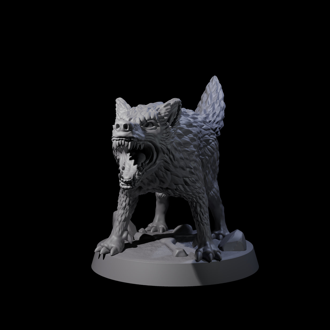 Growling Wolf B Miniature for Dungeons and Dragons, Pathfinder or other TTRPGs