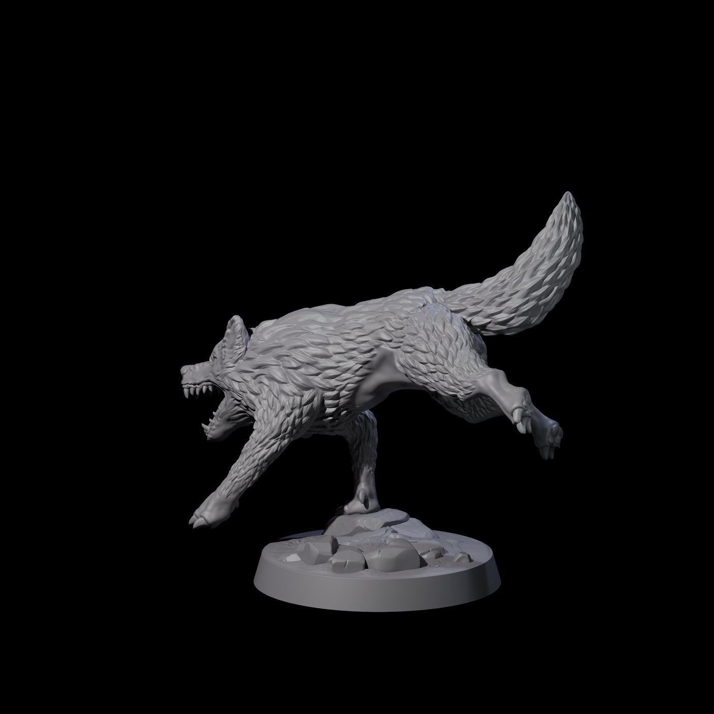 Growling Wolf C Miniature for Dungeons and Dragons, Pathfinder or other TTRPGs