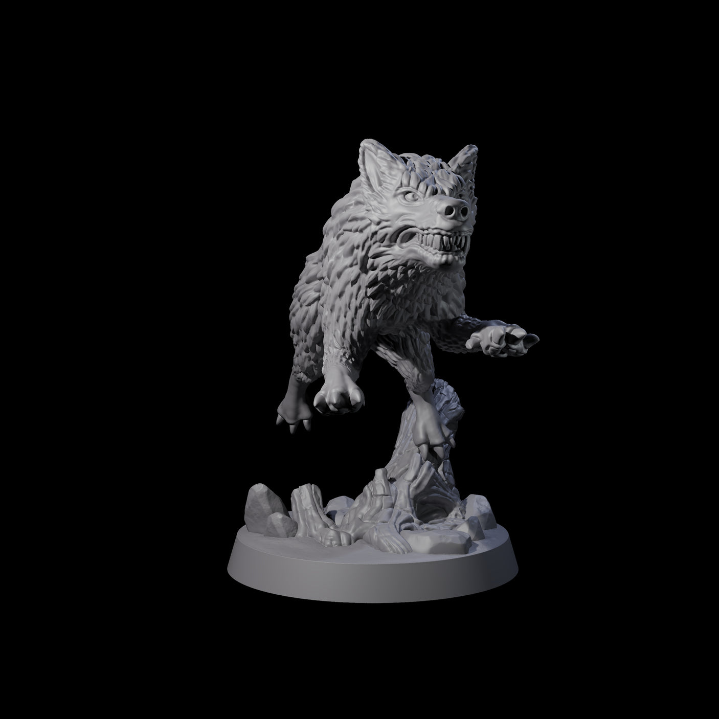 Growling Wolf D Miniature for Dungeons and Dragons, Pathfinder or other TTRPGs