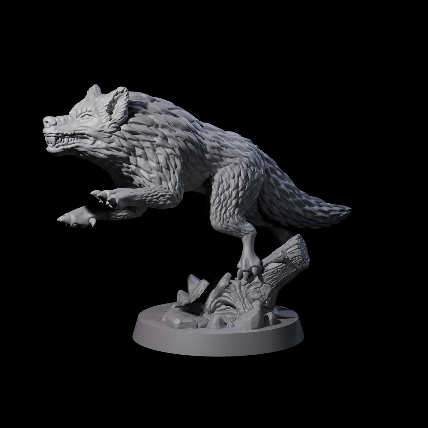 Growling Wolf D Miniature for Dungeons and Dragons, Pathfinder or other TTRPGs