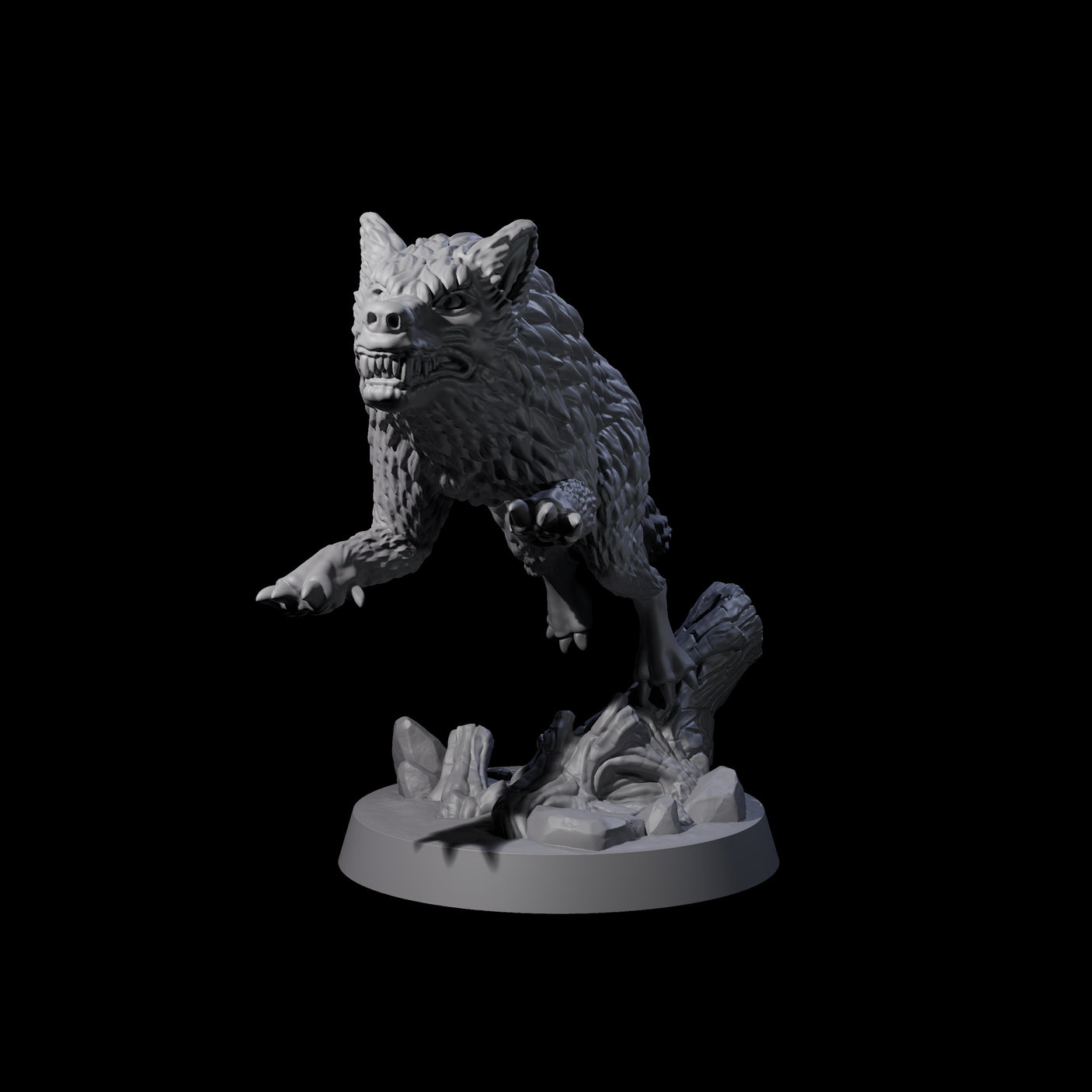 Growling Wolf D Miniature for Dungeons and Dragons, Pathfinder or other TTRPGs