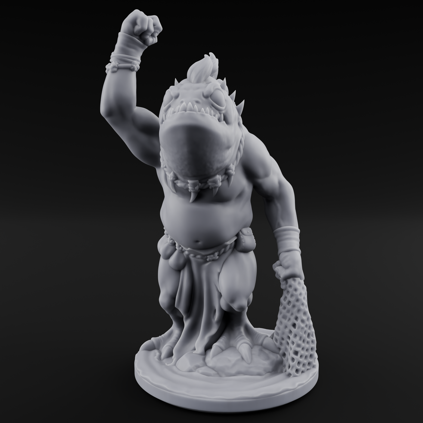 Grumpy Kua-Toa Fisher B Miniature for Dungeons and Dragons, Pathfinder or other TTRPGs