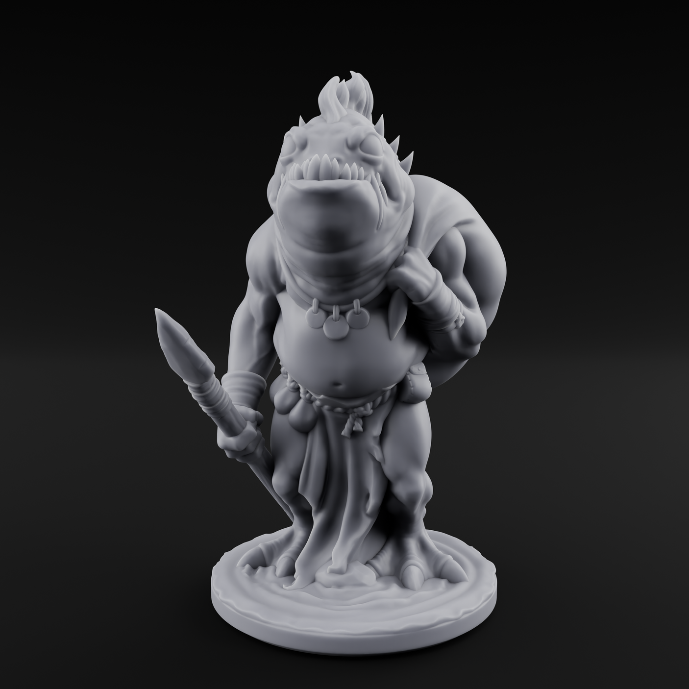 Grumpy Kua-Toa Fisher C Miniature for Dungeons and Dragons, Pathfinder or other TTRPGs