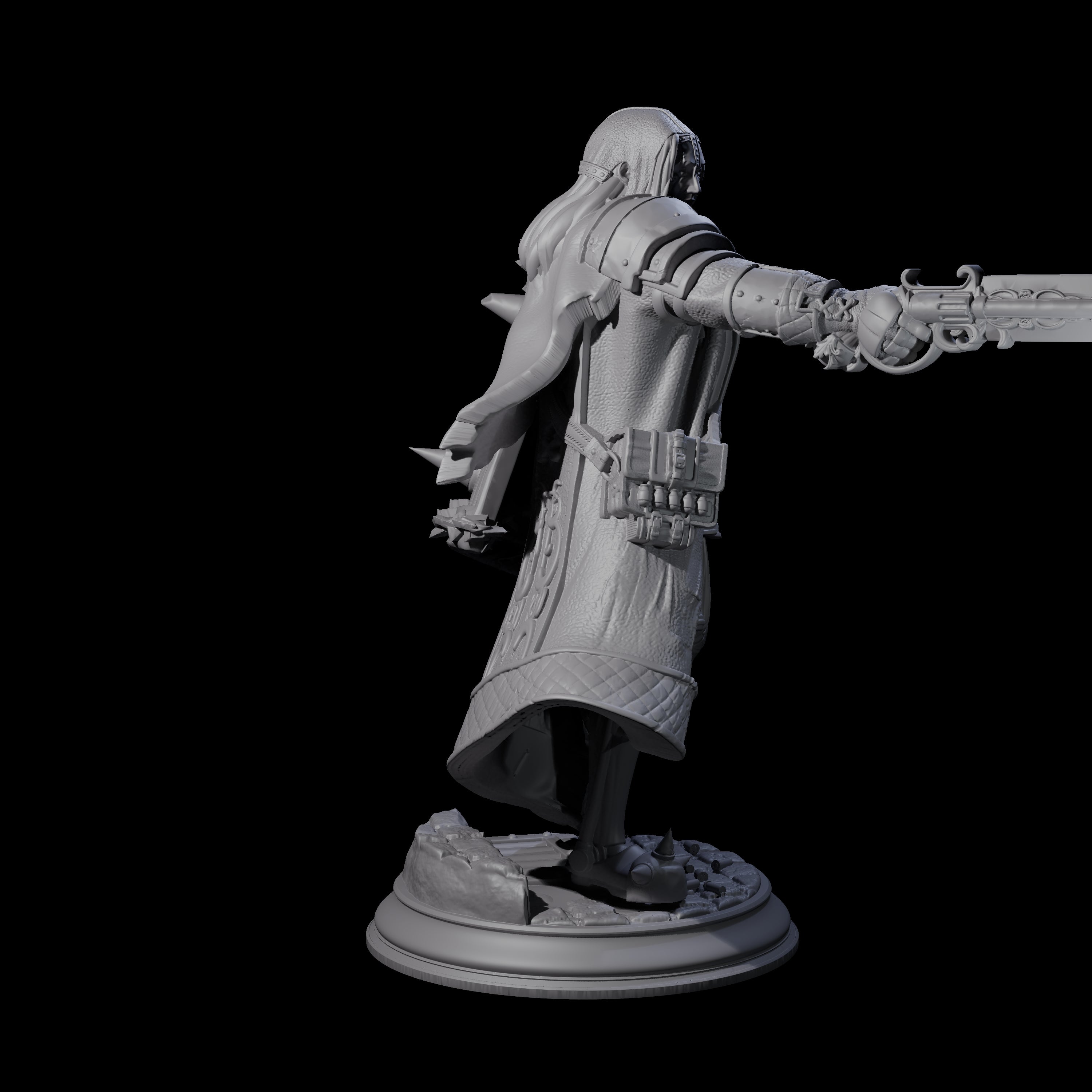 Gun Blade Fighter Miniature for Dungeons and Dragons, Pathfinder or other TTRPGs