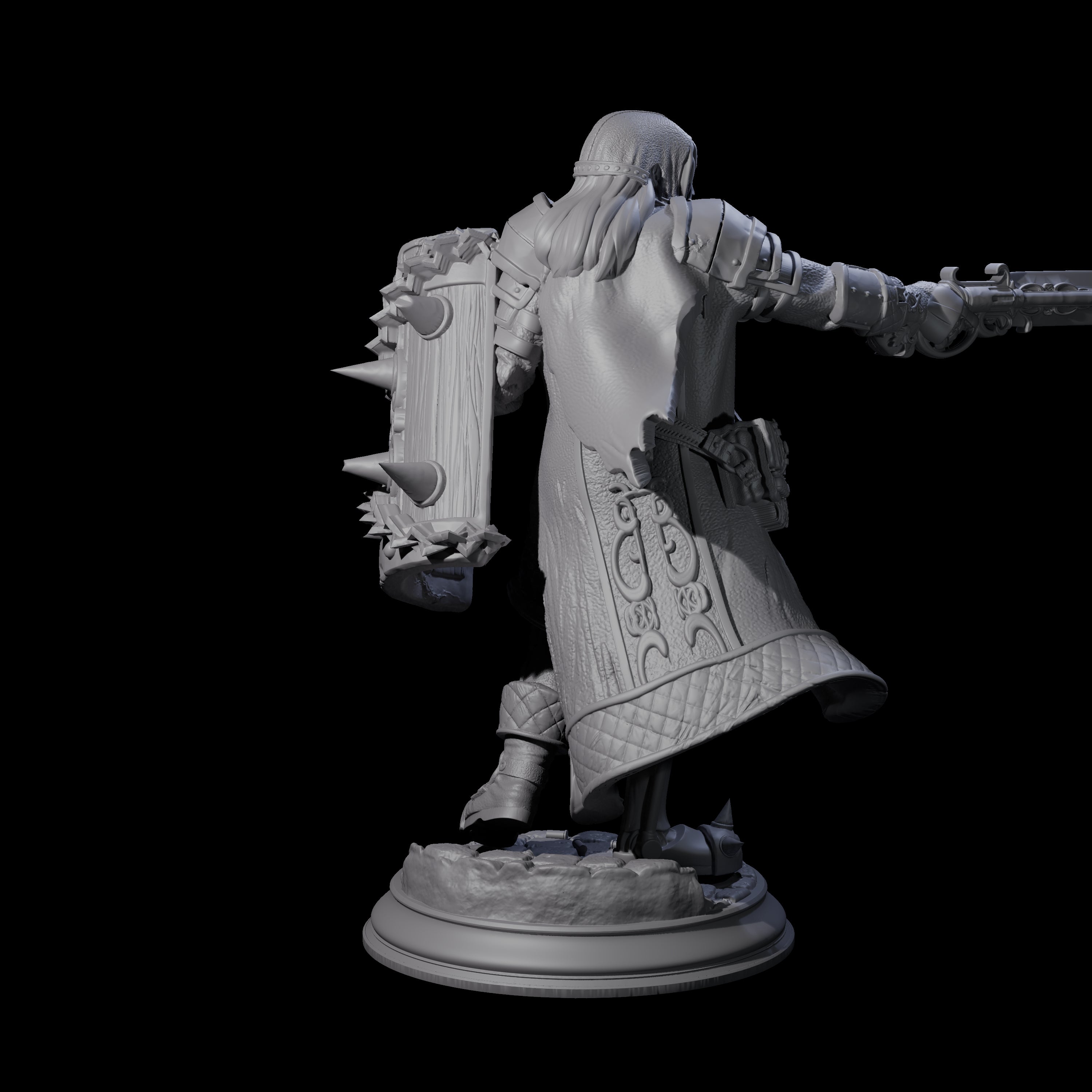 Gun Blade Fighter Miniature for Dungeons and Dragons, Pathfinder or other TTRPGs