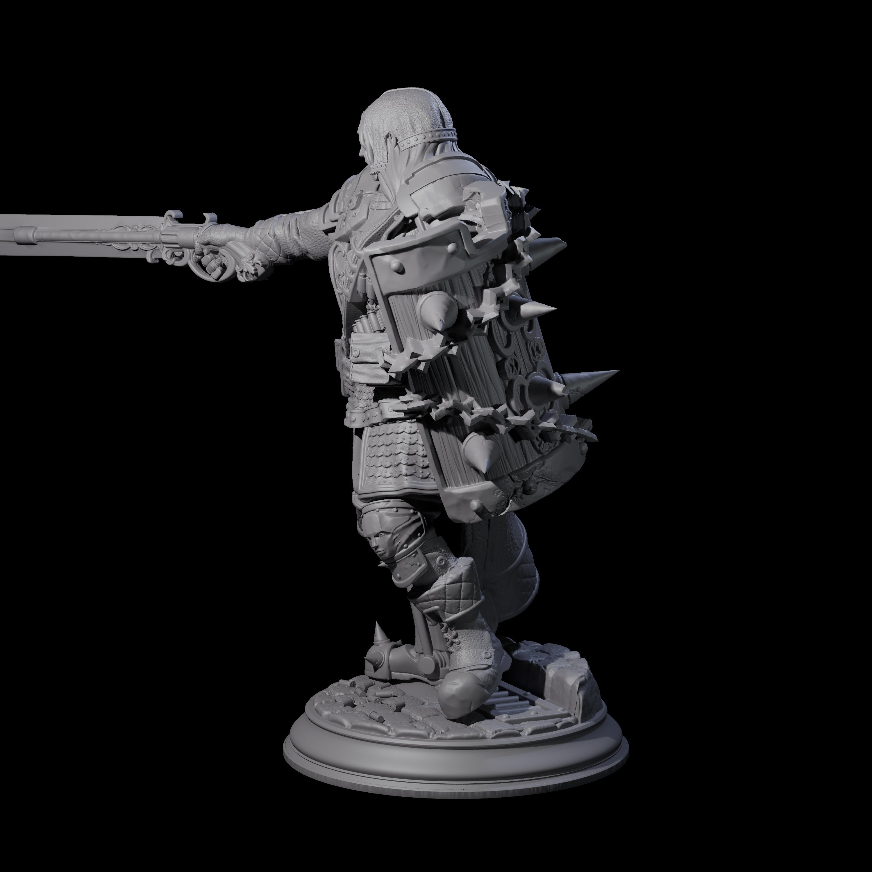 Gun Blade Fighter Miniature for Dungeons and Dragons, Pathfinder or other TTRPGs