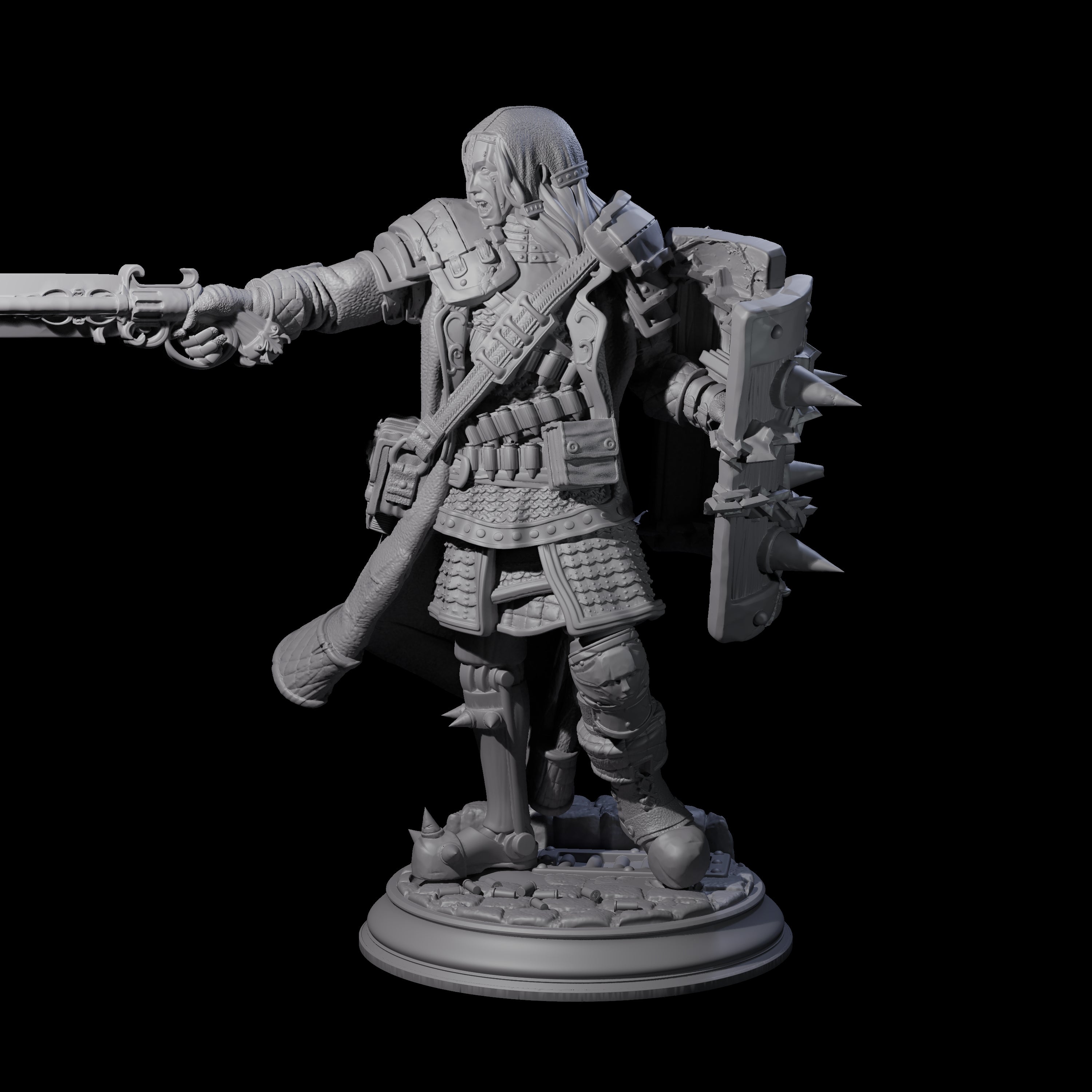 Gun Blade Fighter Miniature for Dungeons and Dragons, Pathfinder or other TTRPGs