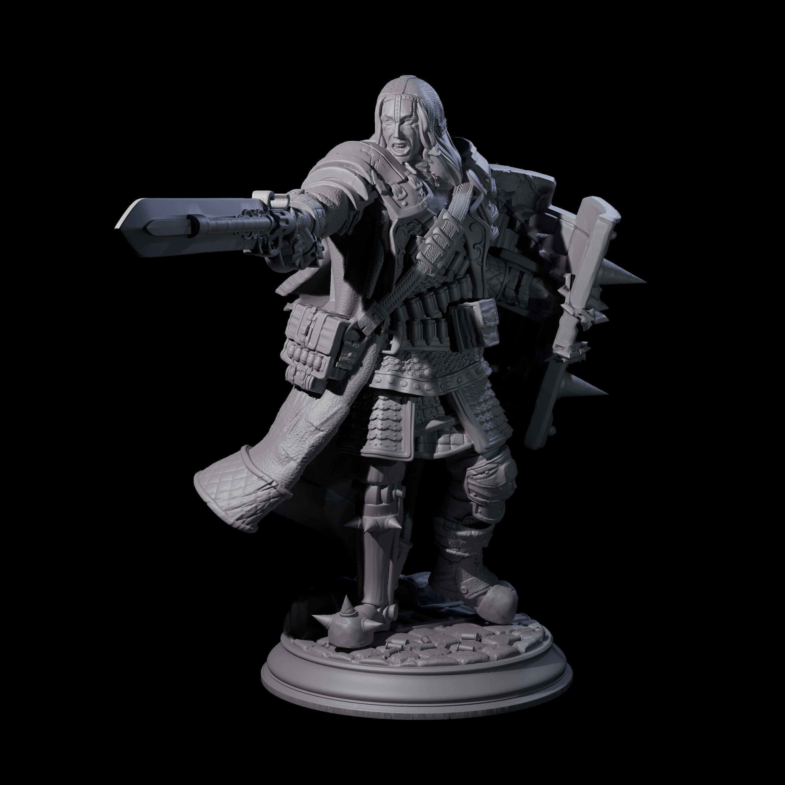 Gun Blade Fighter Miniature for Dungeons and Dragons, Pathfinder or other TTRPGs