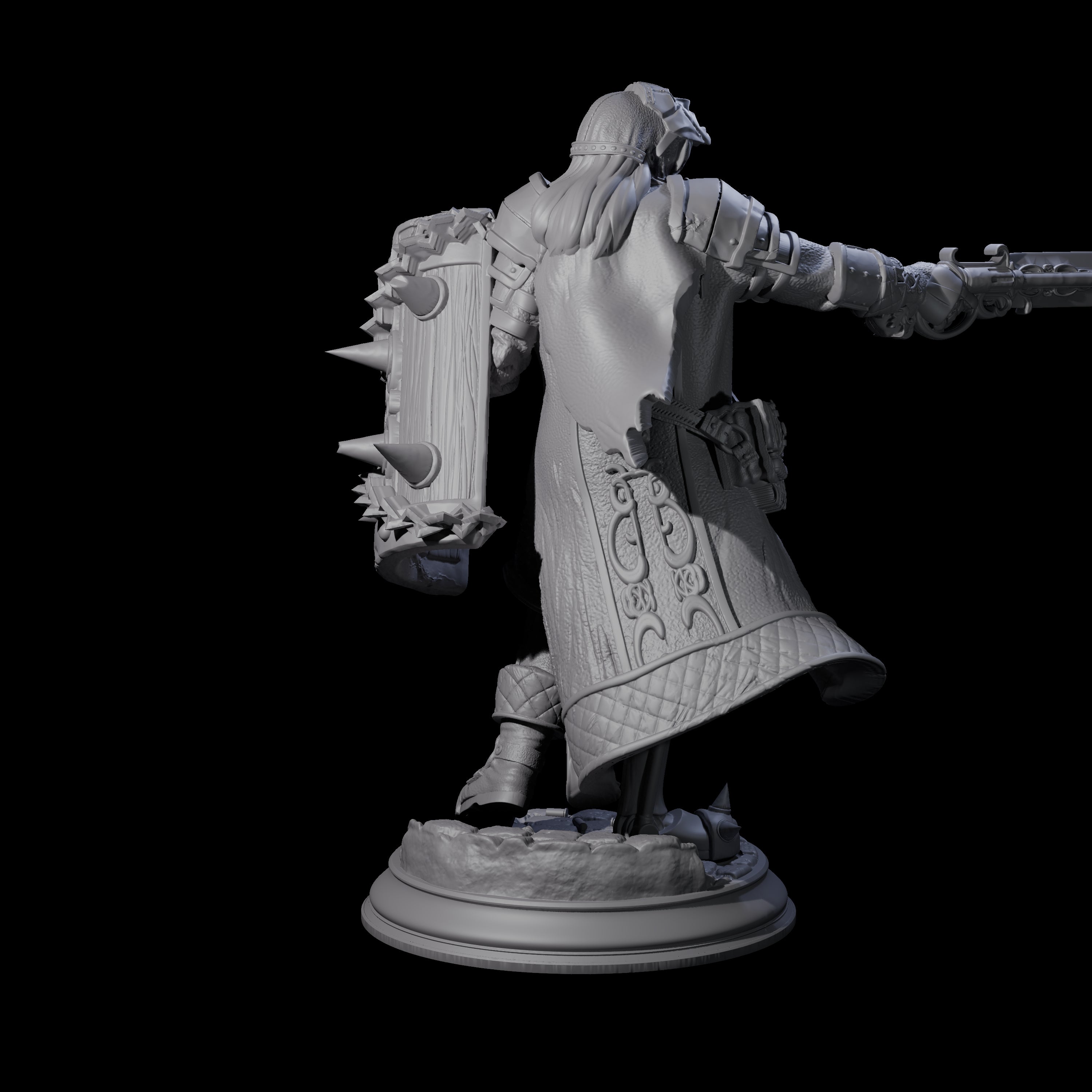 Gun Blade Fighter Miniature for Dungeons and Dragons, Pathfinder or other TTRPGs