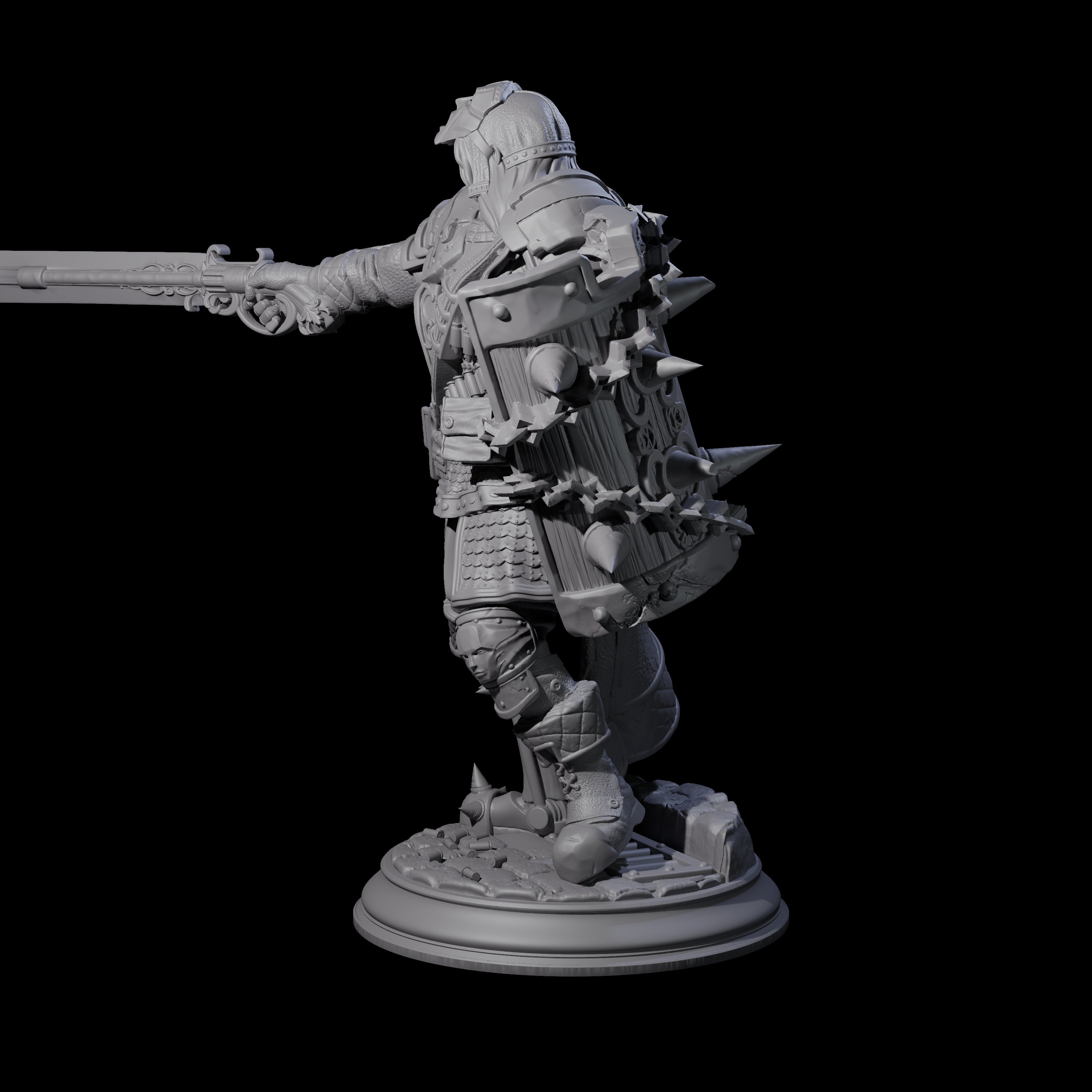 Gun Blade Fighter Miniature for Dungeons and Dragons, Pathfinder or other TTRPGs