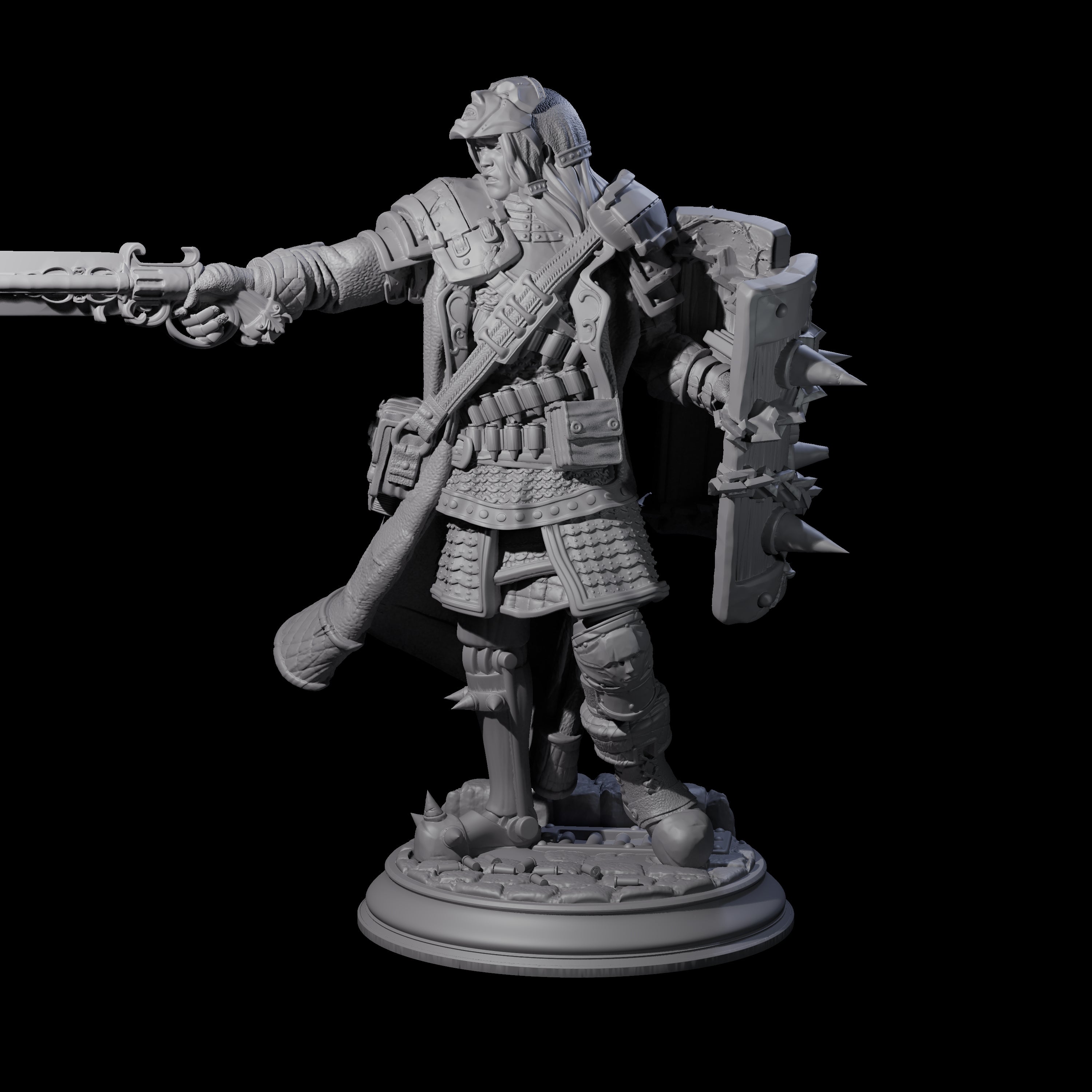 Gun Blade Fighter Miniature for Dungeons and Dragons, Pathfinder or other TTRPGs