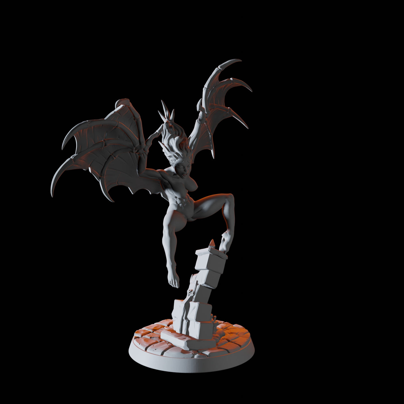 Half Bat Vampire Pin-up Miniature for Dungeons and Dragons, Pathfinder or other TTRPGs