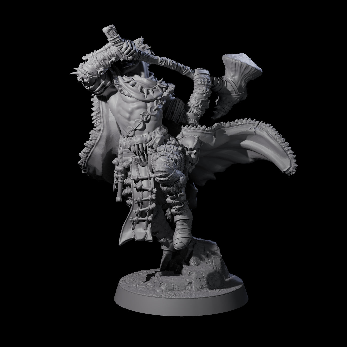 Half Masked Berserker B Miniature for Dungeons and Dragons, Pathfinder or other TTRPGs