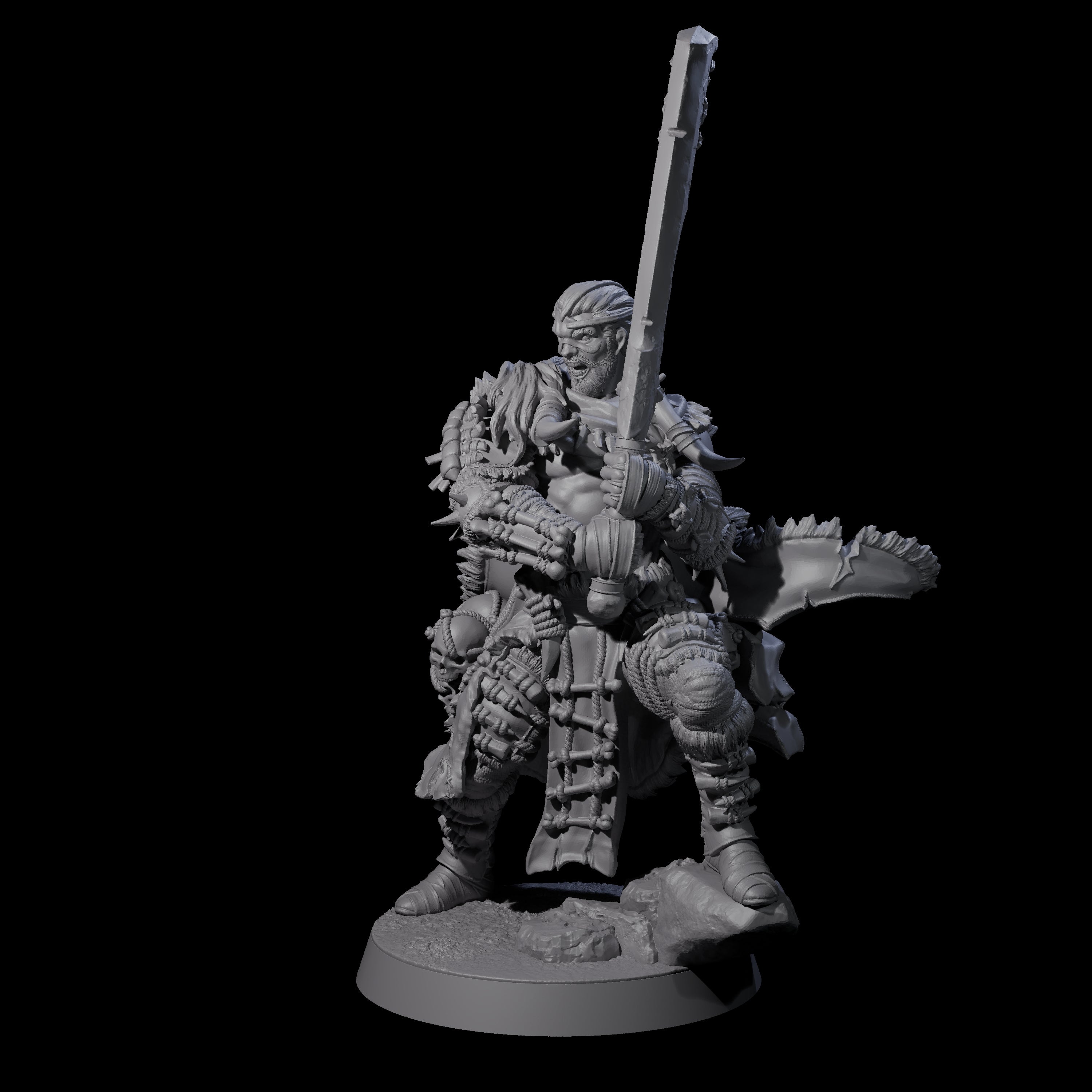 Half Masked Berserker D Miniature for Dungeons and Dragons, Pathfinder or other TTRPGs