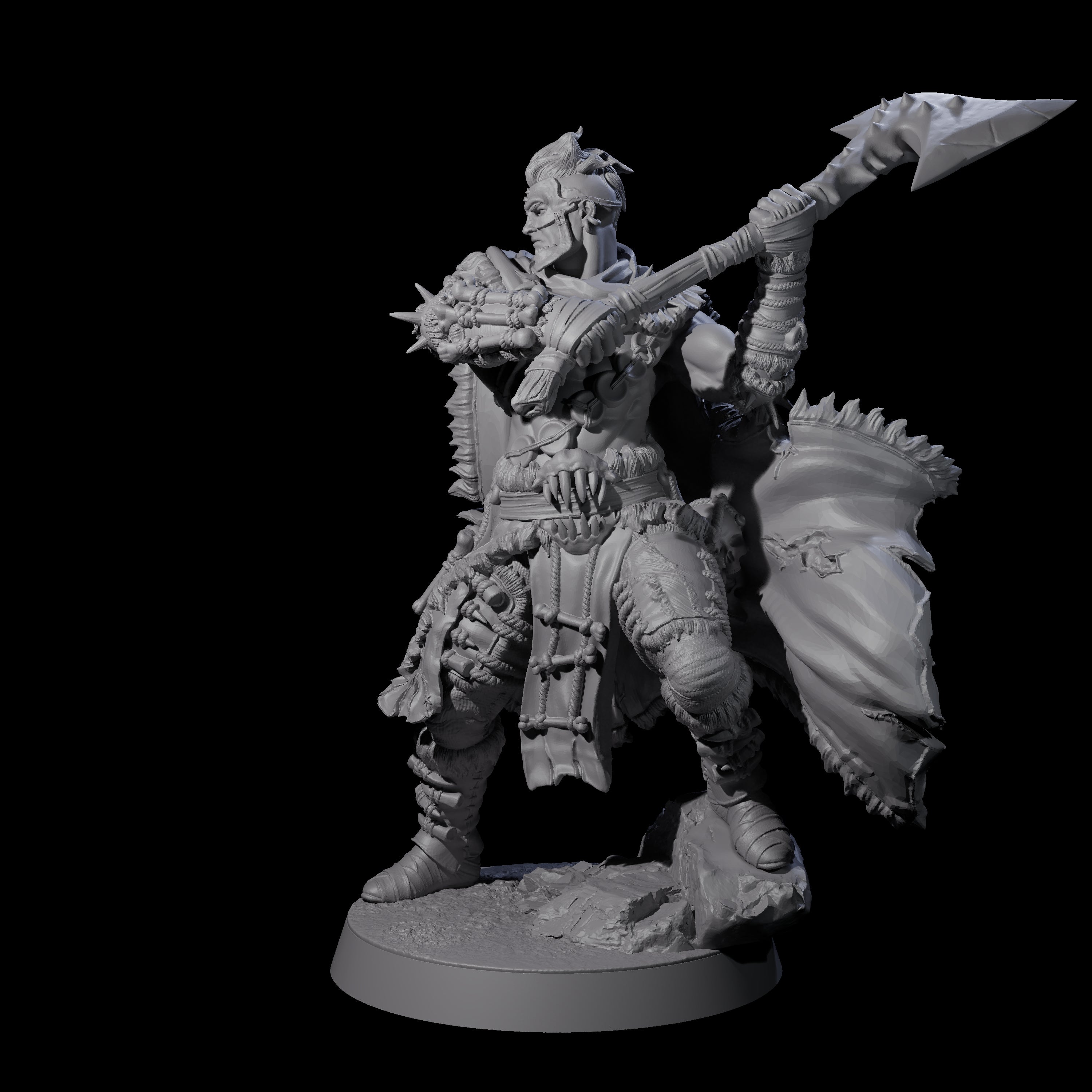 Half Masked Berserker E Miniature for Dungeons and Dragons, Pathfinder or other TTRPGs