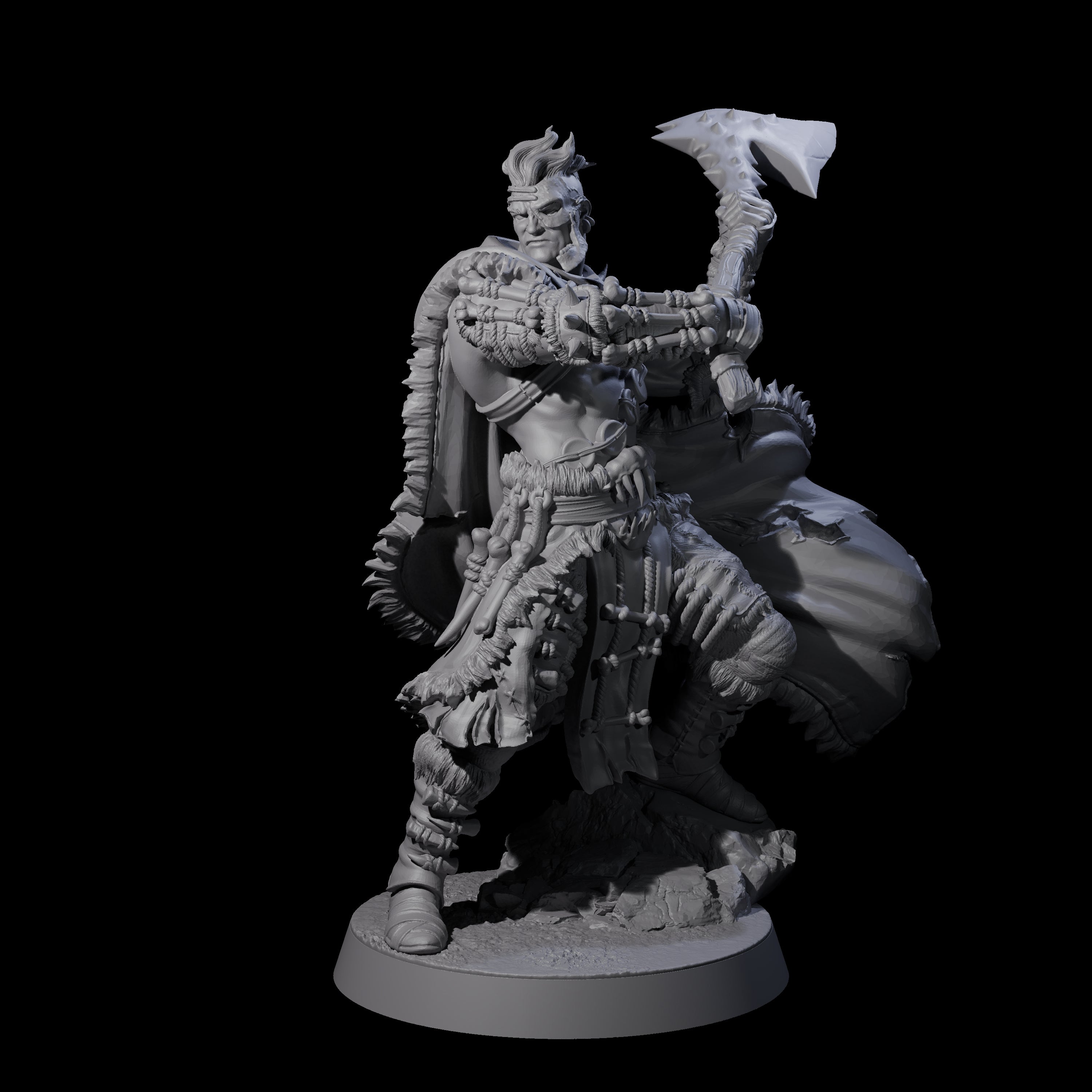 Half Masked Berserker E Miniature for Dungeons and Dragons, Pathfinder or other TTRPGs