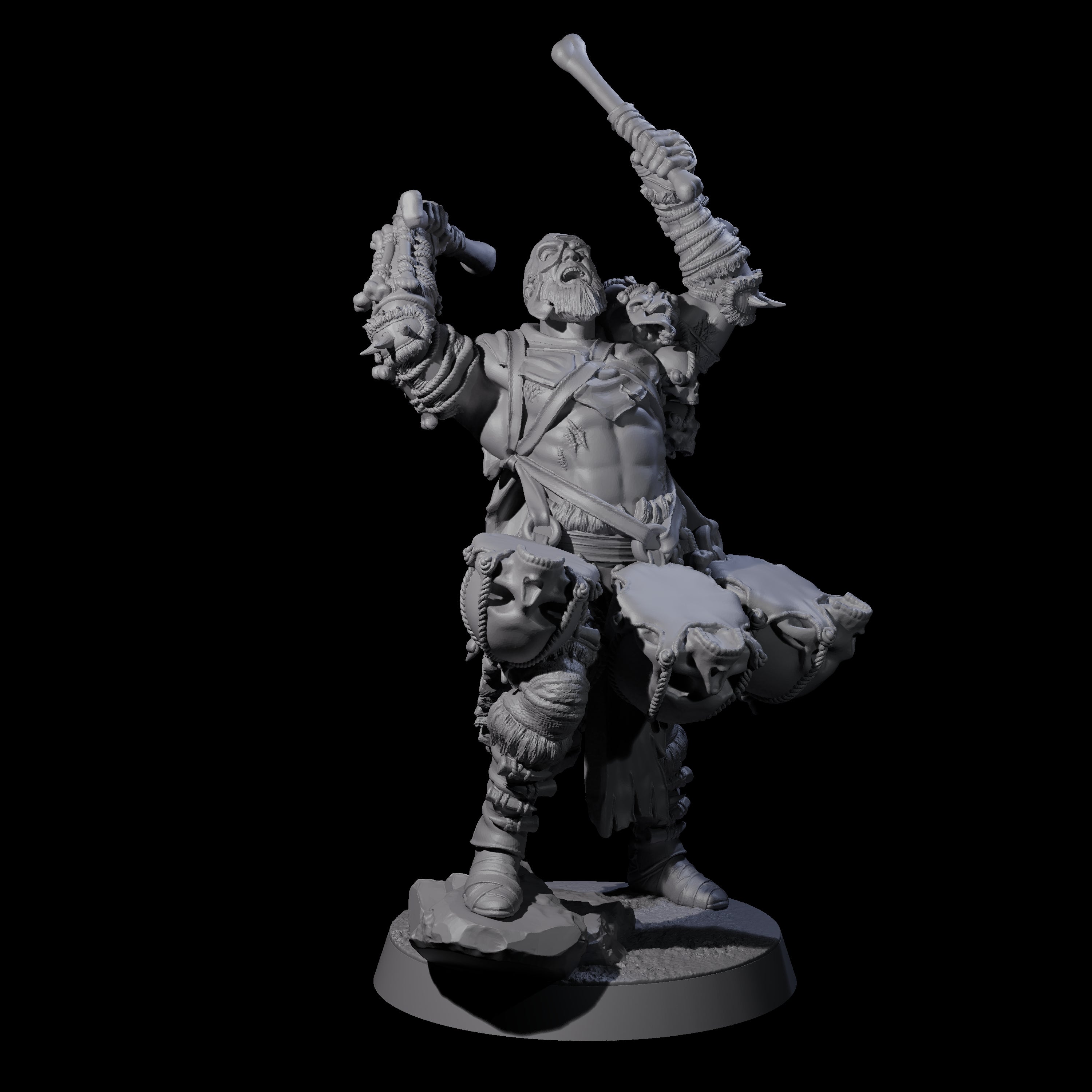 Half Masked Berserker F Miniature for Dungeons and Dragons, Pathfinder or other TTRPGs