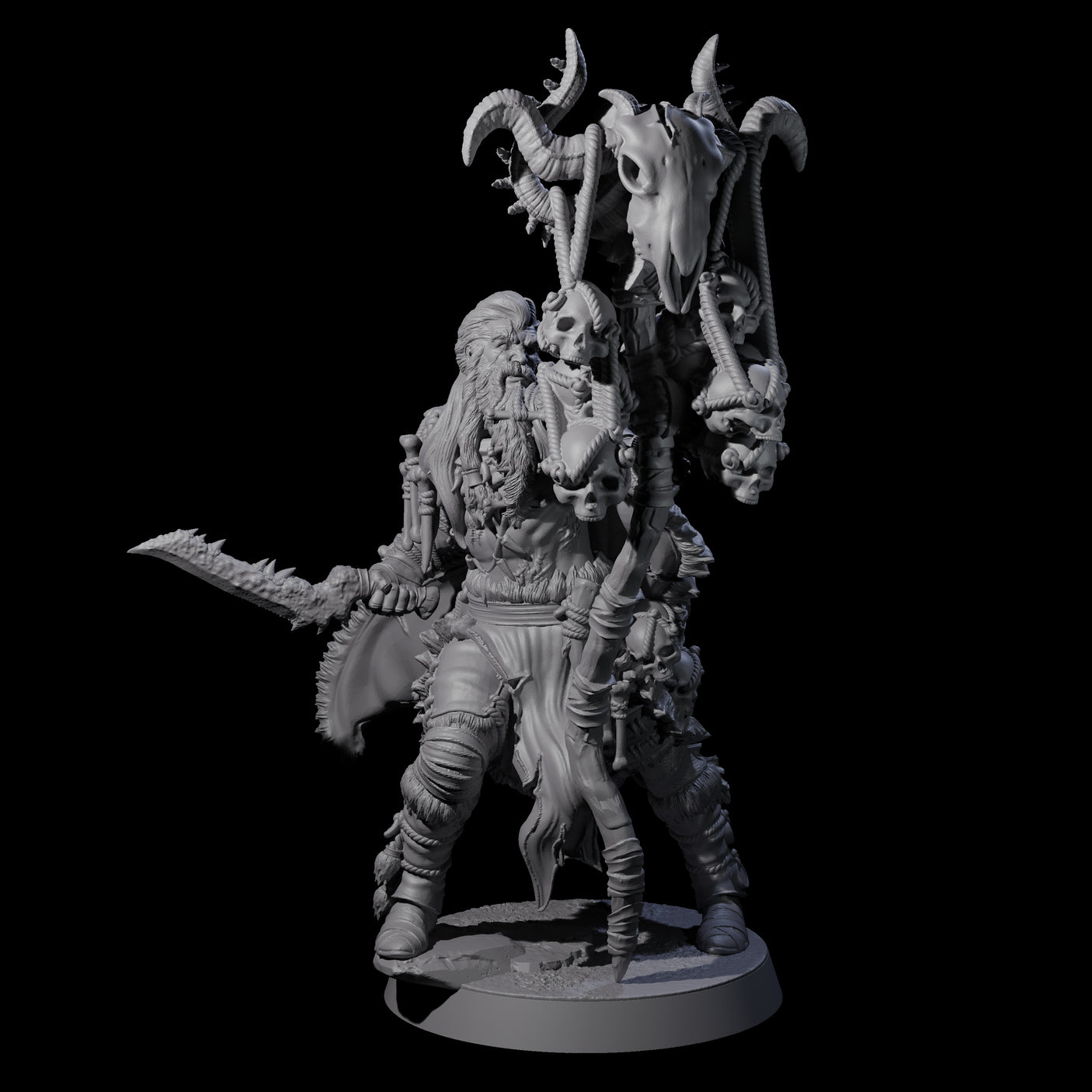 Half Masked Berserker G Miniature for Dungeons and Dragons, Pathfinder or other TTRPGs