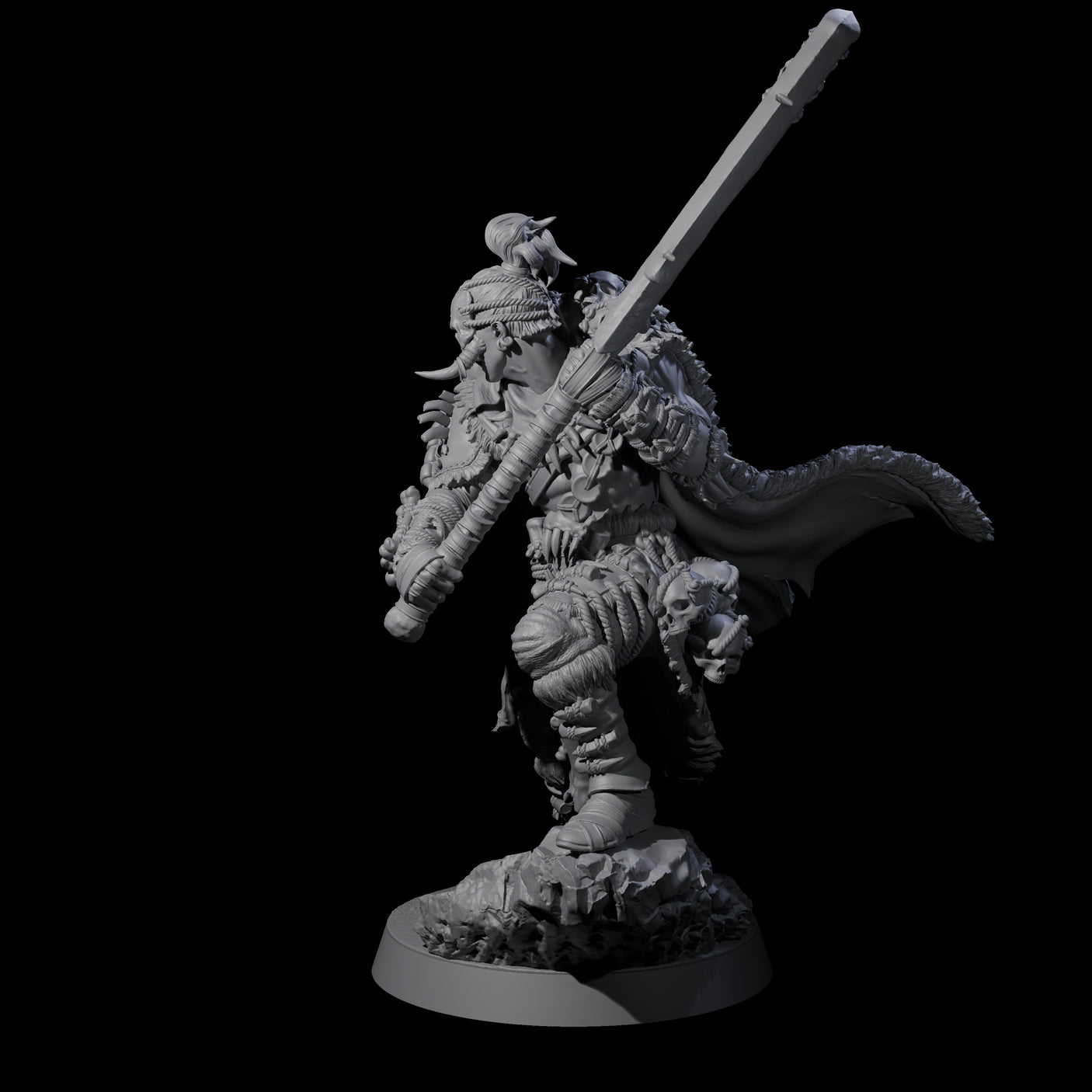Half Masked Berserker H Miniature for Dungeons and Dragons, Pathfinder or other TTRPGs