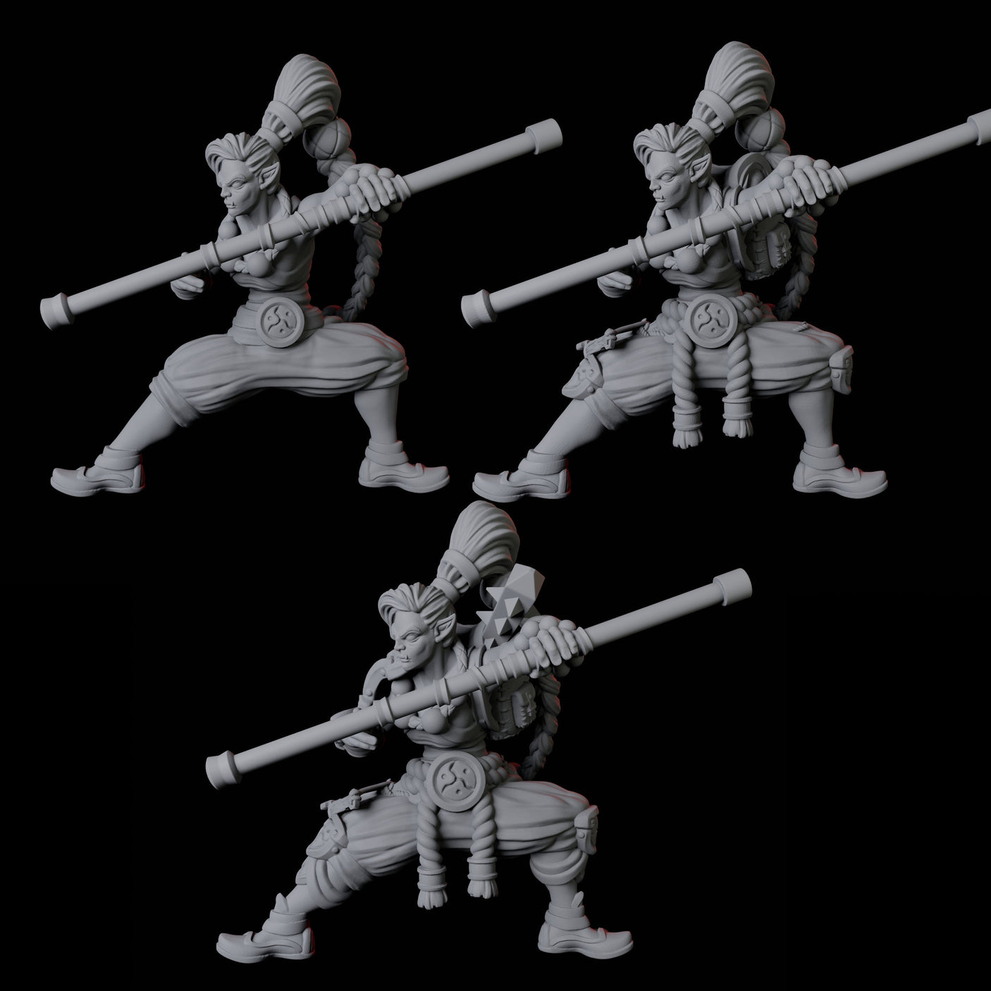 Half Orc Monk B Miniature for Dungeons and Dragons, Pathfinder or other TTRPGs