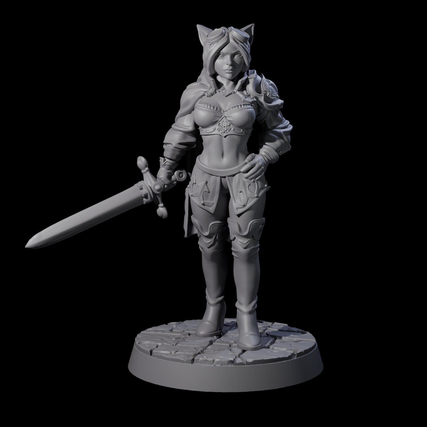 Half Tabaxi Confident Fighter Miniature for Dungeons and Dragons, Pathfinder or other TTRPGs