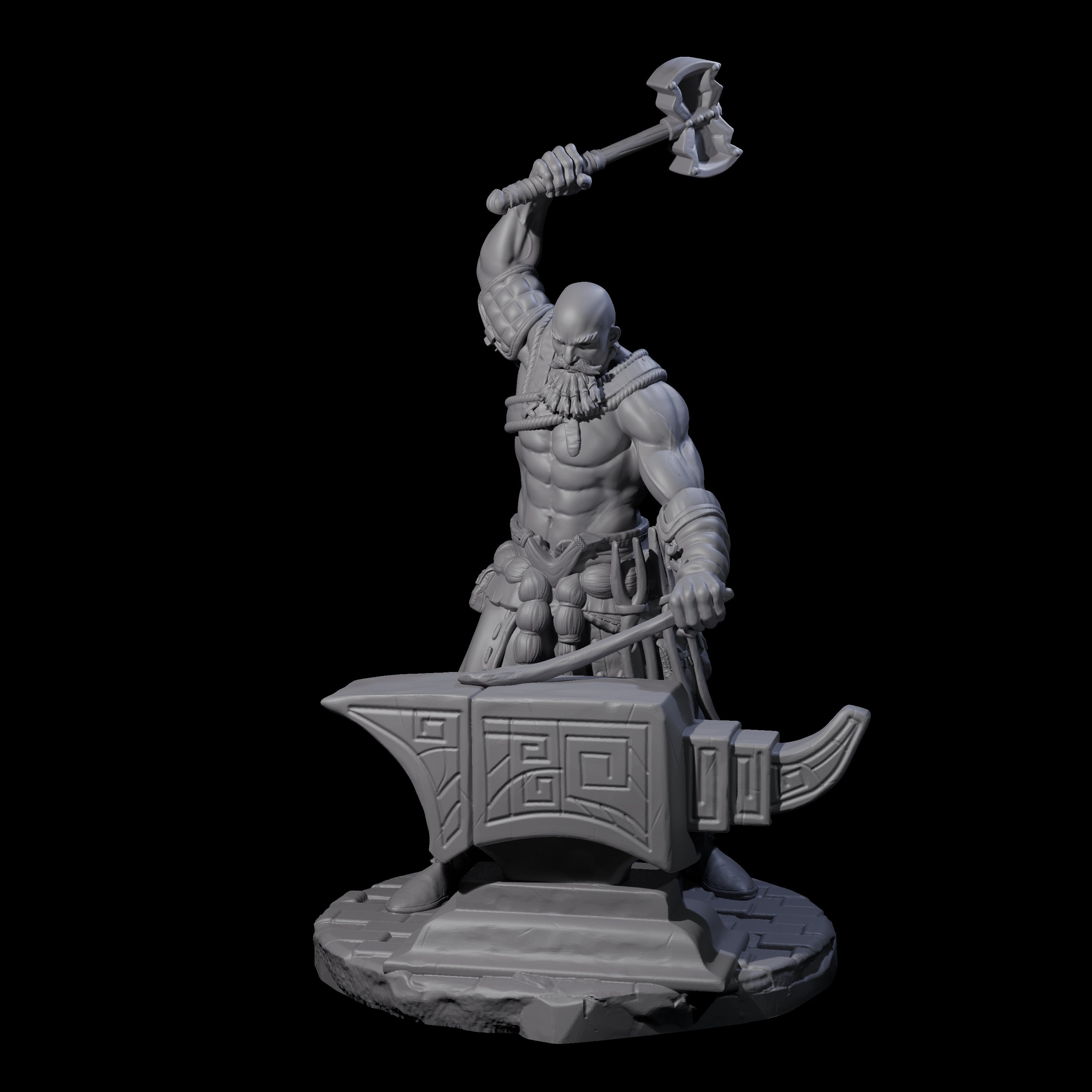 Hammering Blacksmith Miniature for Dungeons and Dragons, Pathfinder or other TTRPGs