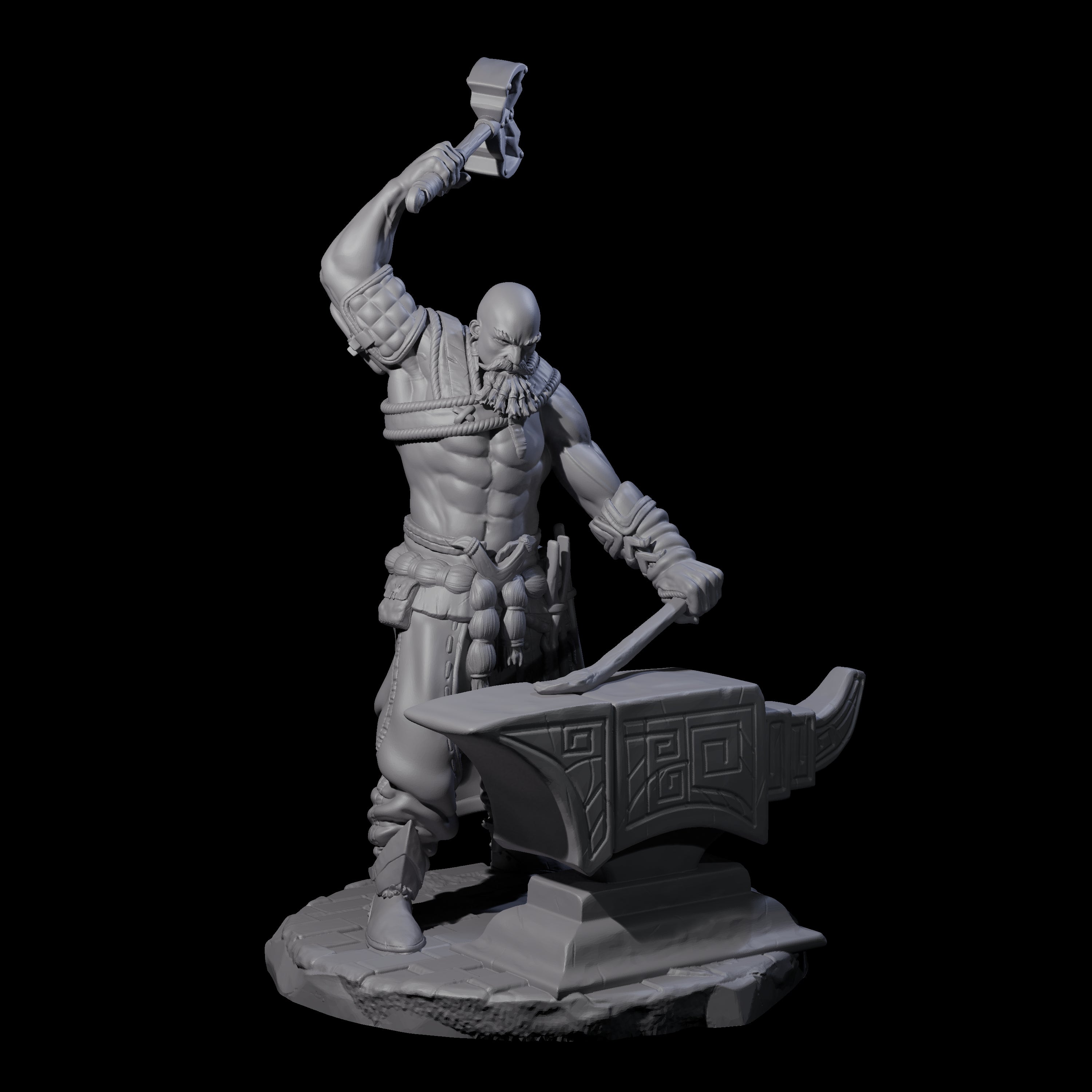Hammering Blacksmith Miniature for Dungeons and Dragons, Pathfinder or other TTRPGs