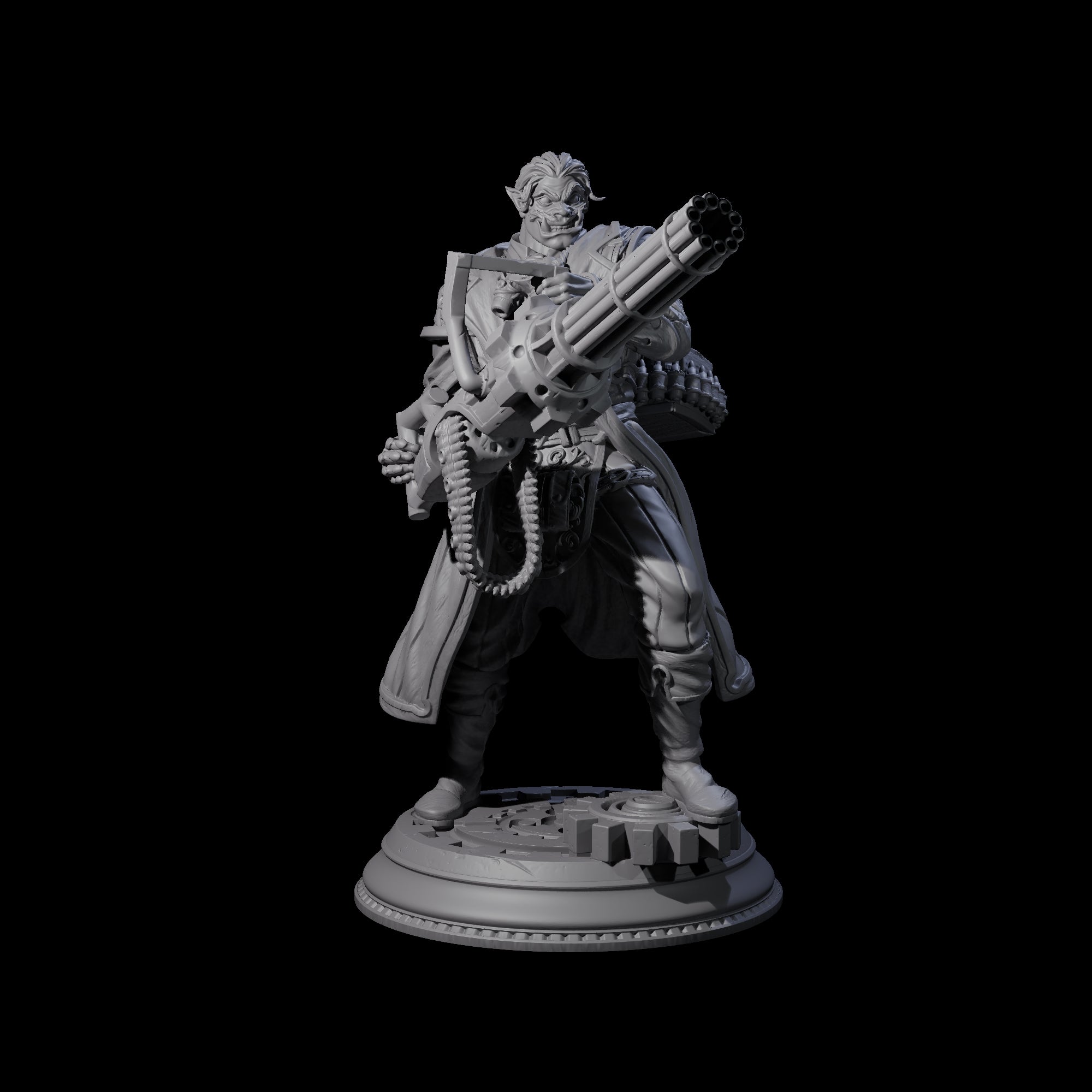 Happy Mini Gun Orc Miniature for Dungeons and Dragons, Pathfinder or other TTRPGs