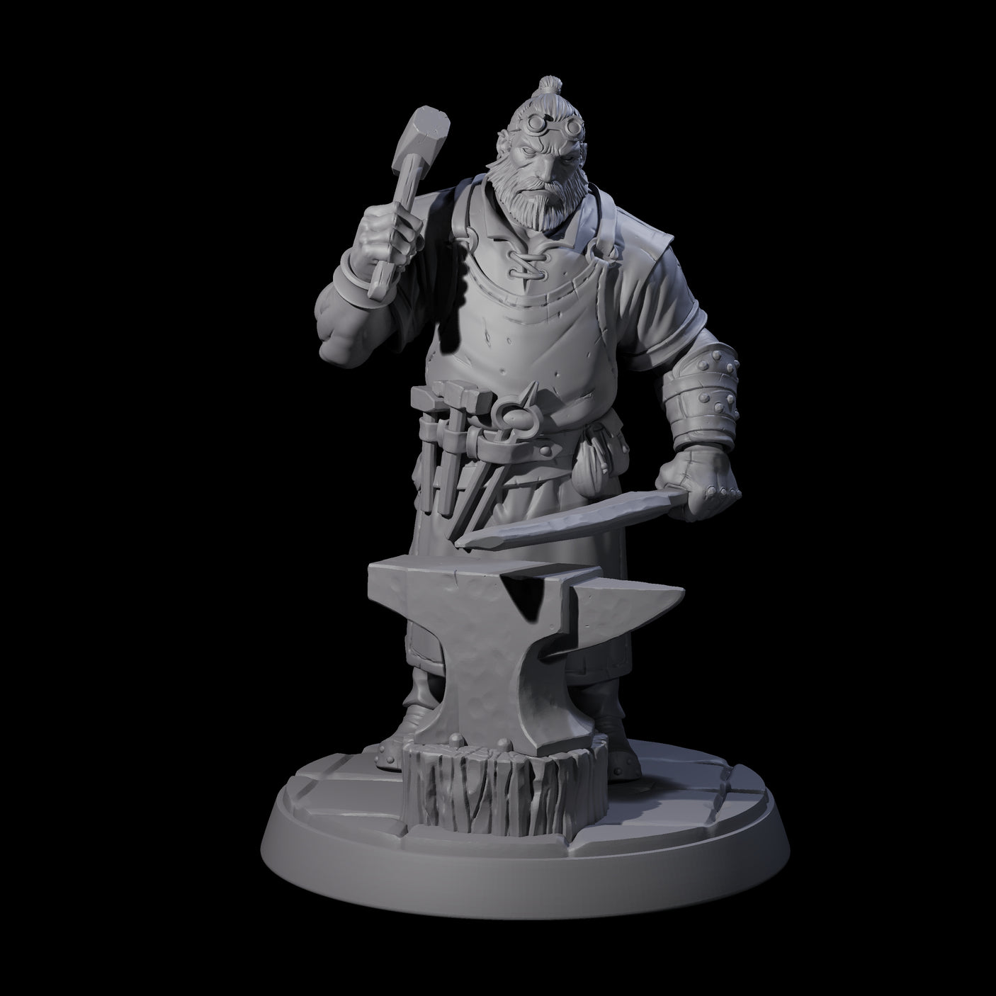 Hard Working Blacksmith Miniature for Dungeons and Dragons, Pathfinder or other TTRPGs