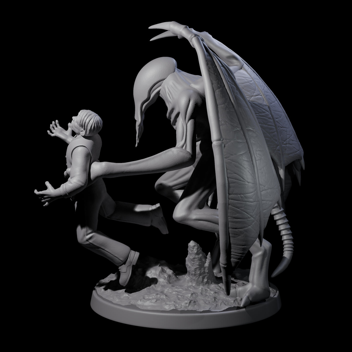 Haunting Nightgaunt with Victim Miniature for Dungeons and Dragons, Pathfinder or other TTRPGs
