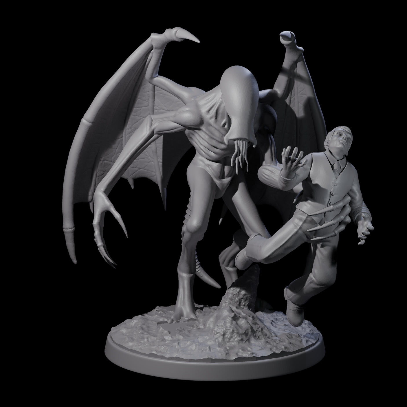 Haunting Nightgaunt with Victim Miniature for Dungeons and Dragons, Pathfinder or other TTRPGs