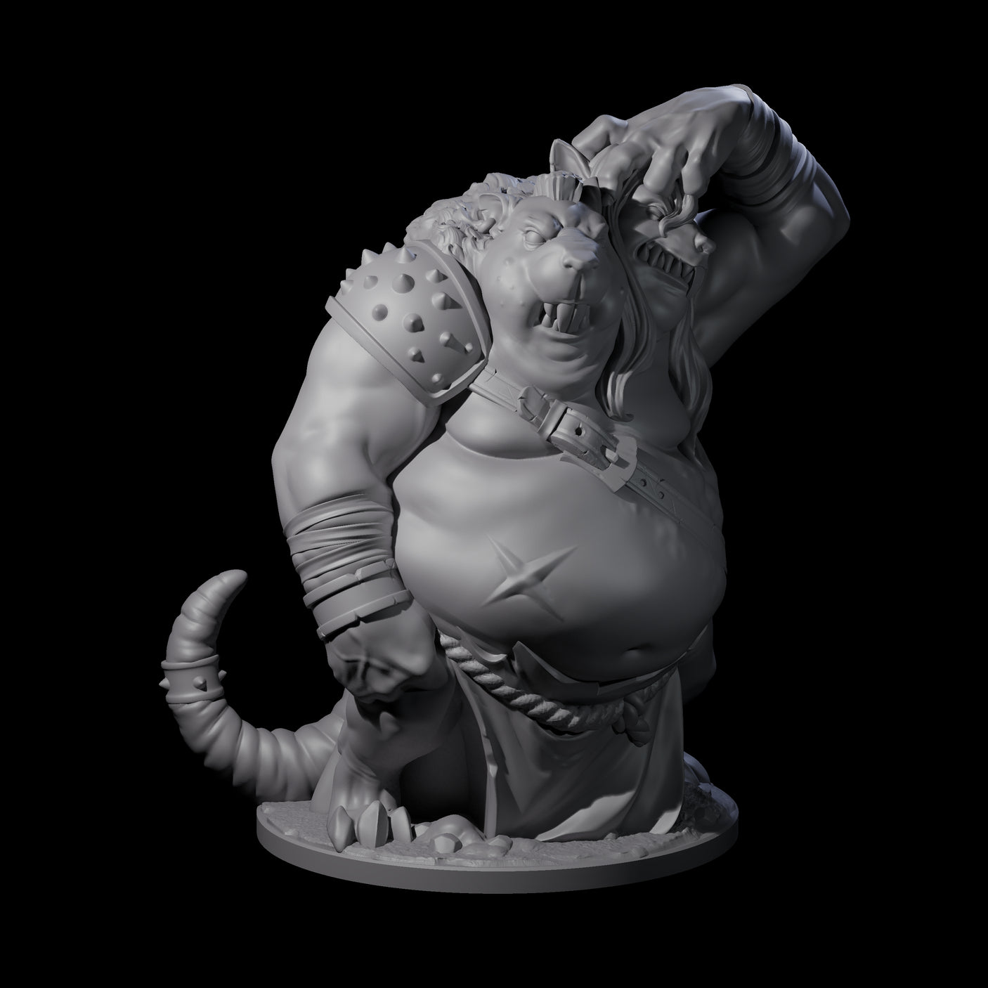 Head Scratching Ratfolk Mutant Miniature for Dungeons and Dragons, Pathfinder or other TTRPGs